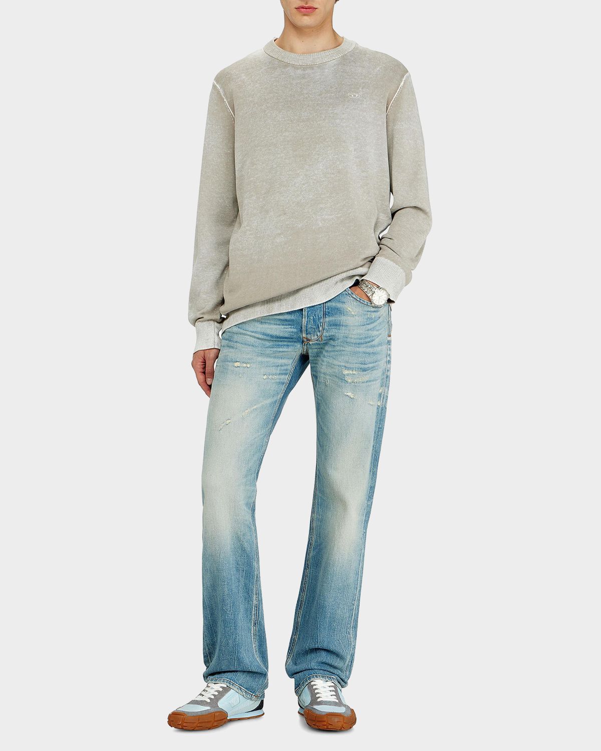 Diesel Men 's Laurent Sun-Faded Cotton Crewneck Sweater | Thumbnail 2 Diesel Men 's Laurent Sun-Faded Cotton Crewneck Sweater | Thumbnail 2