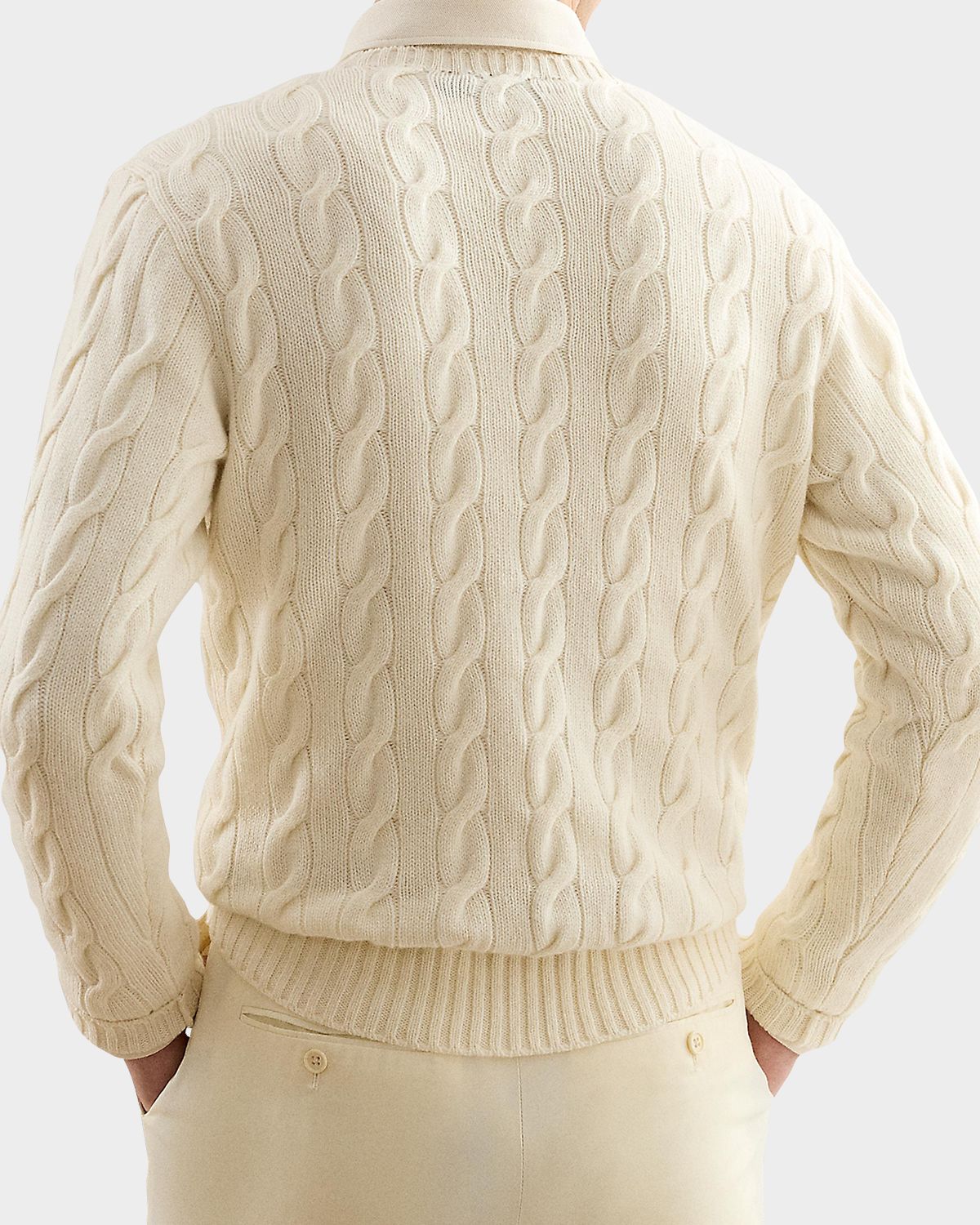 Ralph Lauren Purple Label Men 's Cashmere Cable Crewneck Sweater | Thumbnail 2