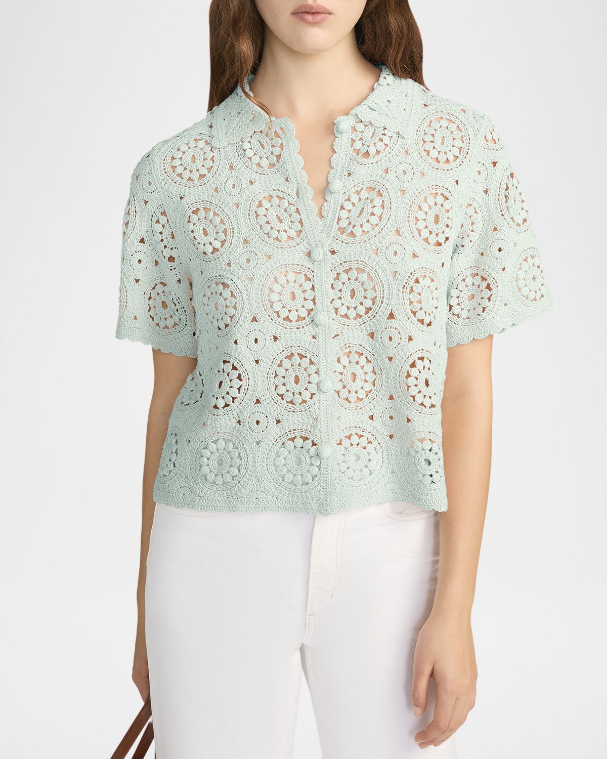 FRAME Crochet Cotton Boxy-Fit Top | Thumbnail 4 FRAME Crochet Cotton Boxy-Fit Top | Thumbnail 4