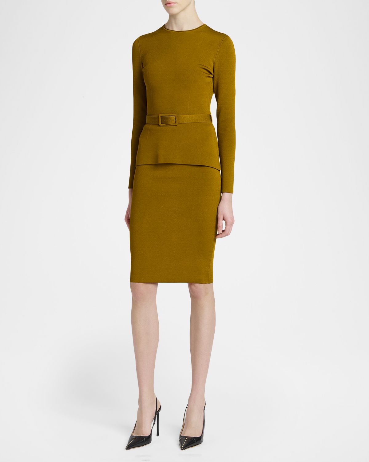 TOM FORD Olivinegr Long-Sleeve Belted Top | Thumbnail 2