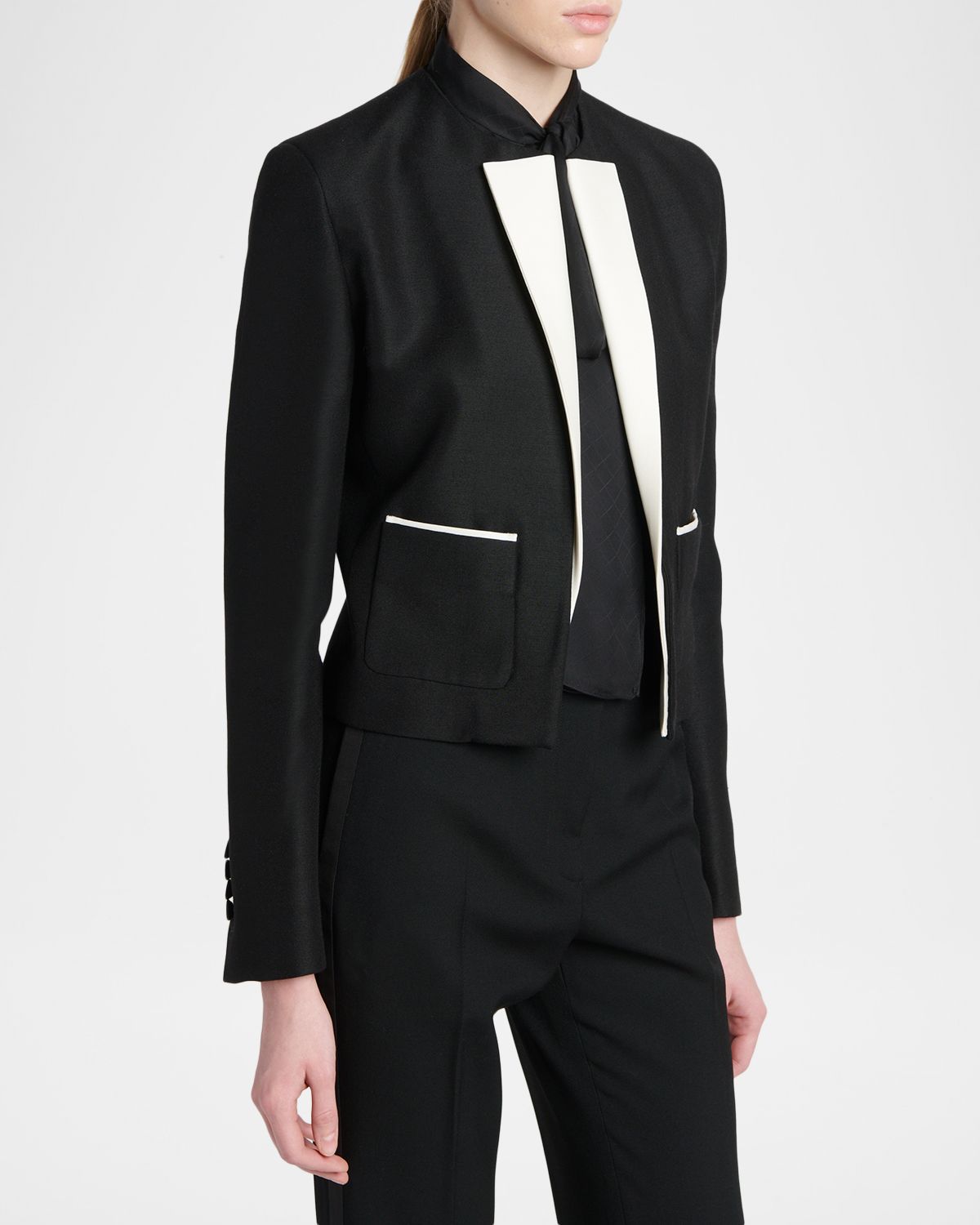 TOM FORD Contrast-Trim Short Sport Coat | Thumbnail 4 TOM FORD Contrast-Trim Short Sport Coat | Thumbnail 4