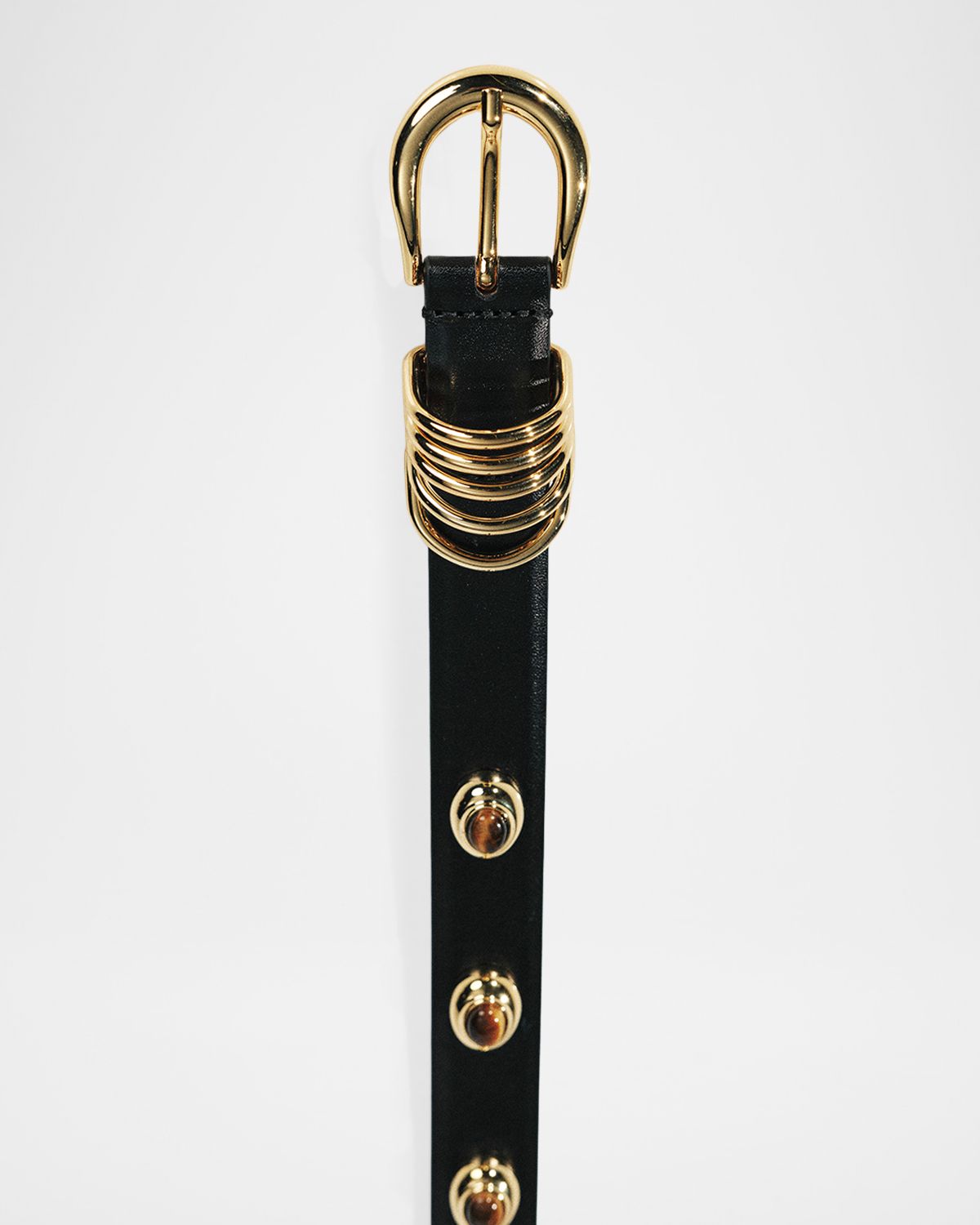 Dehanche Hollyhock Stone Tiger 's Eye & 24K Gold-Plated Leather Belt | Thumbnail 5