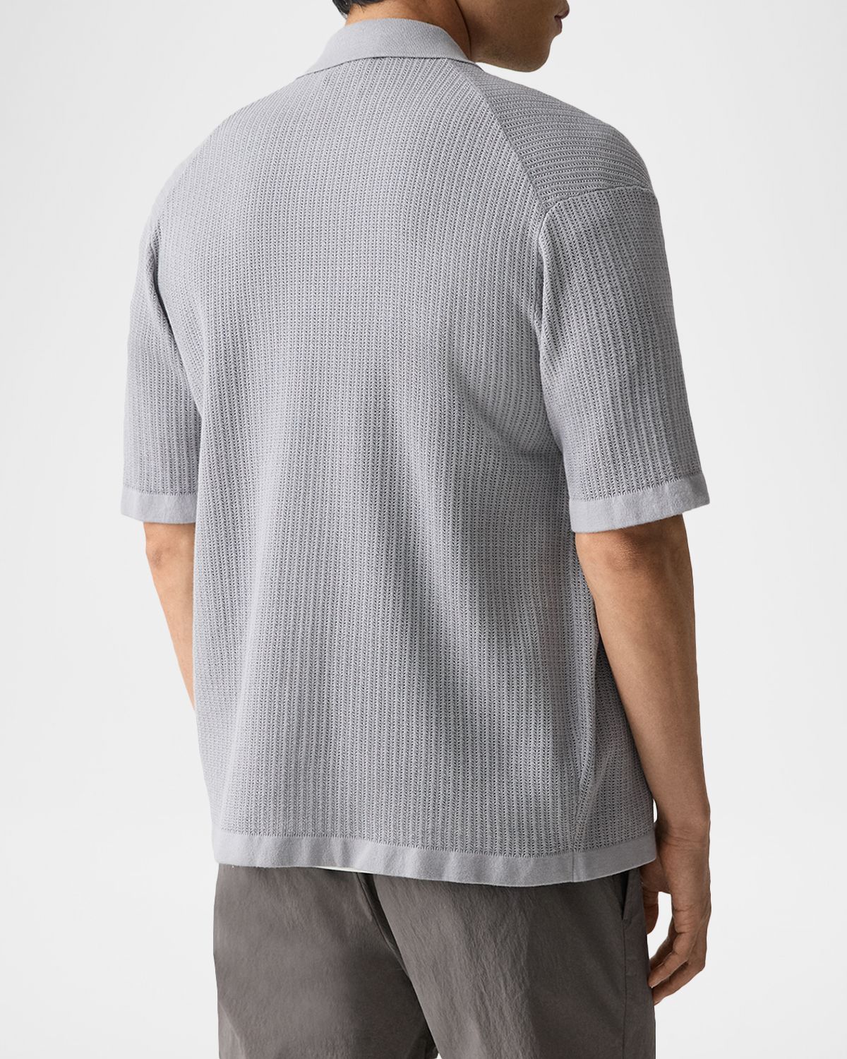 Theory Men 's Cotton Mesh Knit Short-Sleeve Shirt | Thumbnail 3 Theory Men 's Cotton Mesh Knit Short-Sleeve Shirt | Thumbnail 3