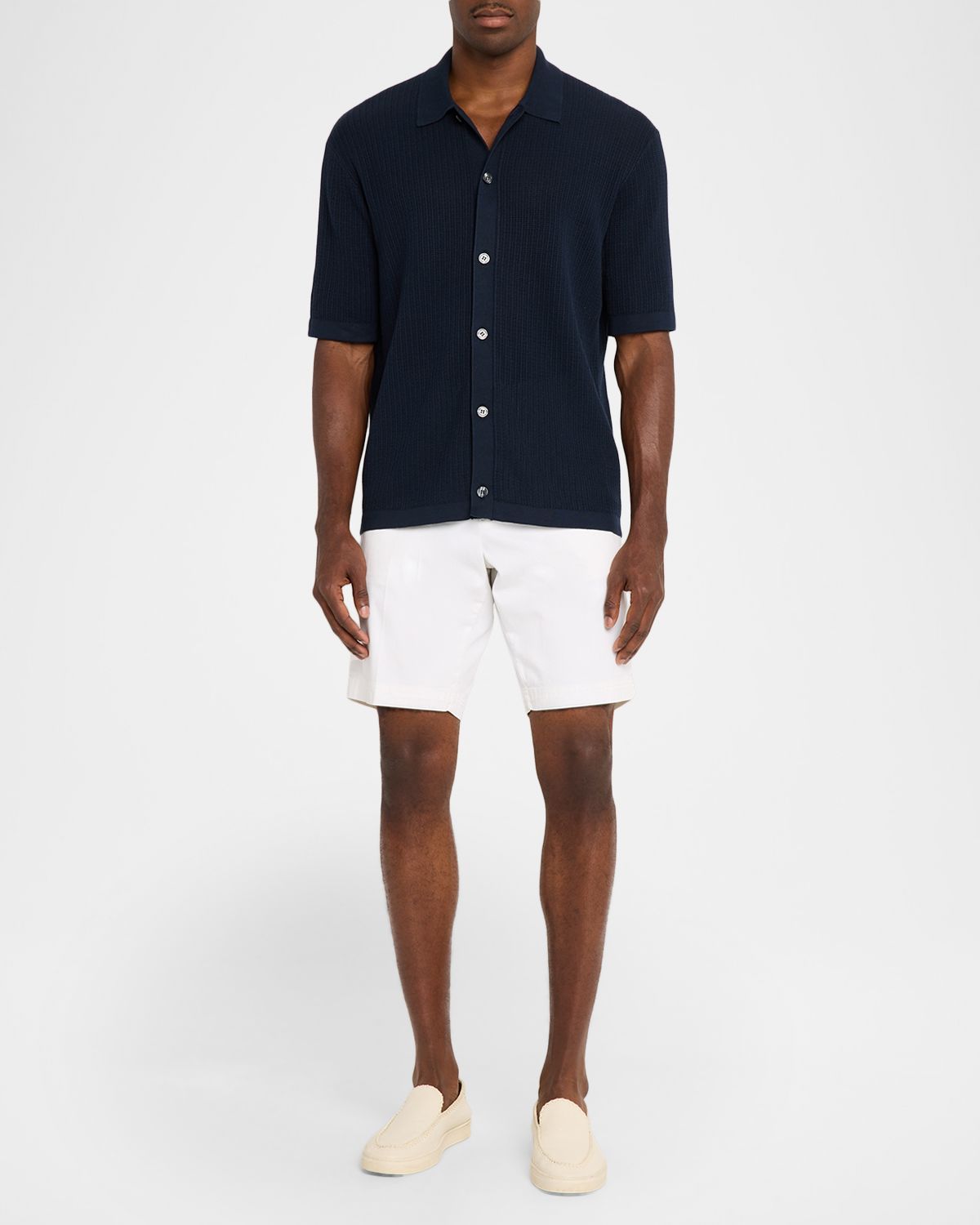 Theory Men 's Cotton Mesh Knit Short-Sleeve Shirt