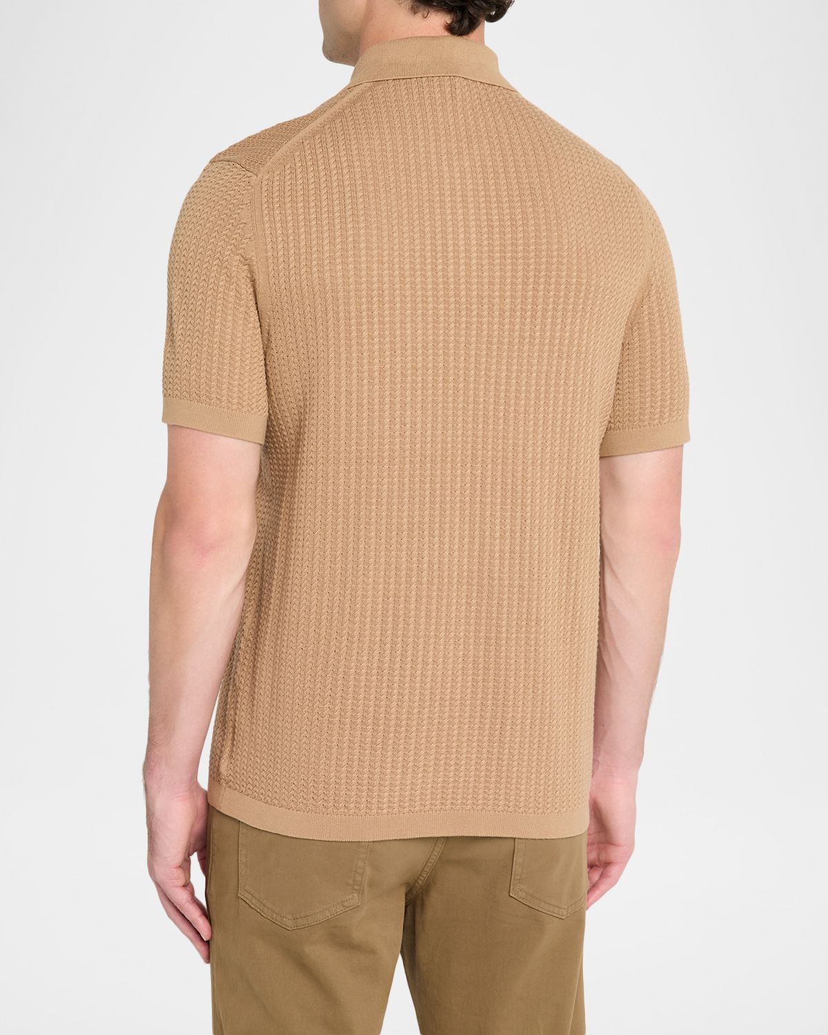 Theory Men 's Cotton Cable Knit Polo Shirt | Thumbnail 3 Theory Men 's Cotton Cable Knit Polo Shirt | Thumbnail 3