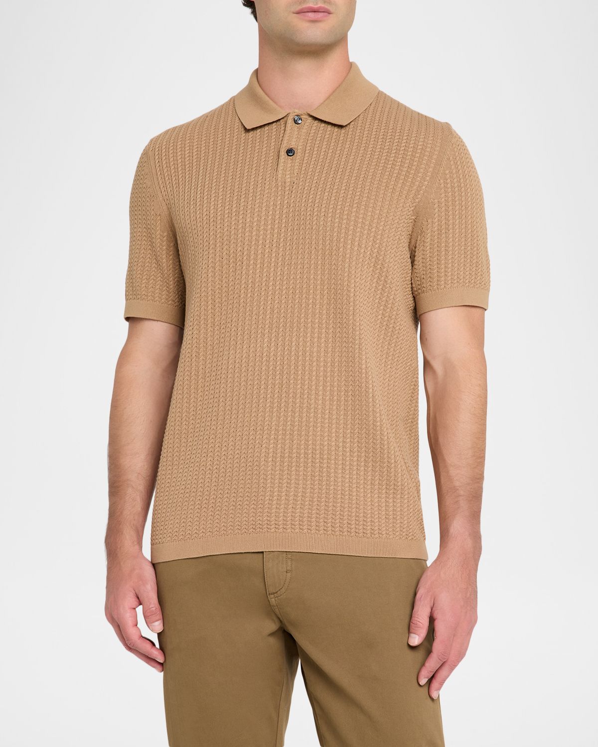 Theory Men 's Cotton Cable Knit Polo Shirt | Thumbnail 4 Theory Men 's Cotton Cable Knit Polo Shirt | Thumbnail 4