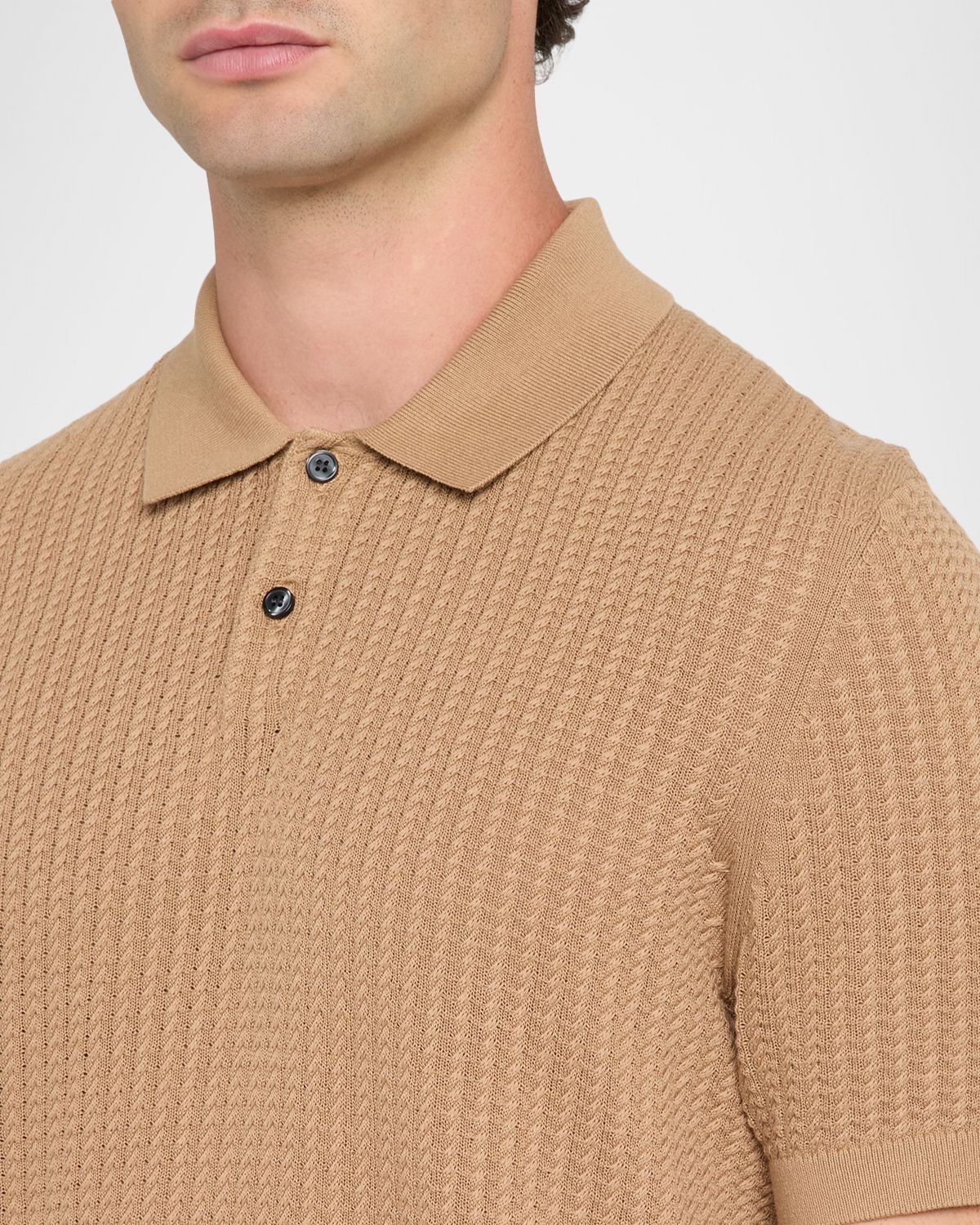 Theory Men 's Cotton Cable Knit Polo Shirt | Thumbnail 5 Theory Men 's Cotton Cable Knit Polo Shirt | Thumbnail 5