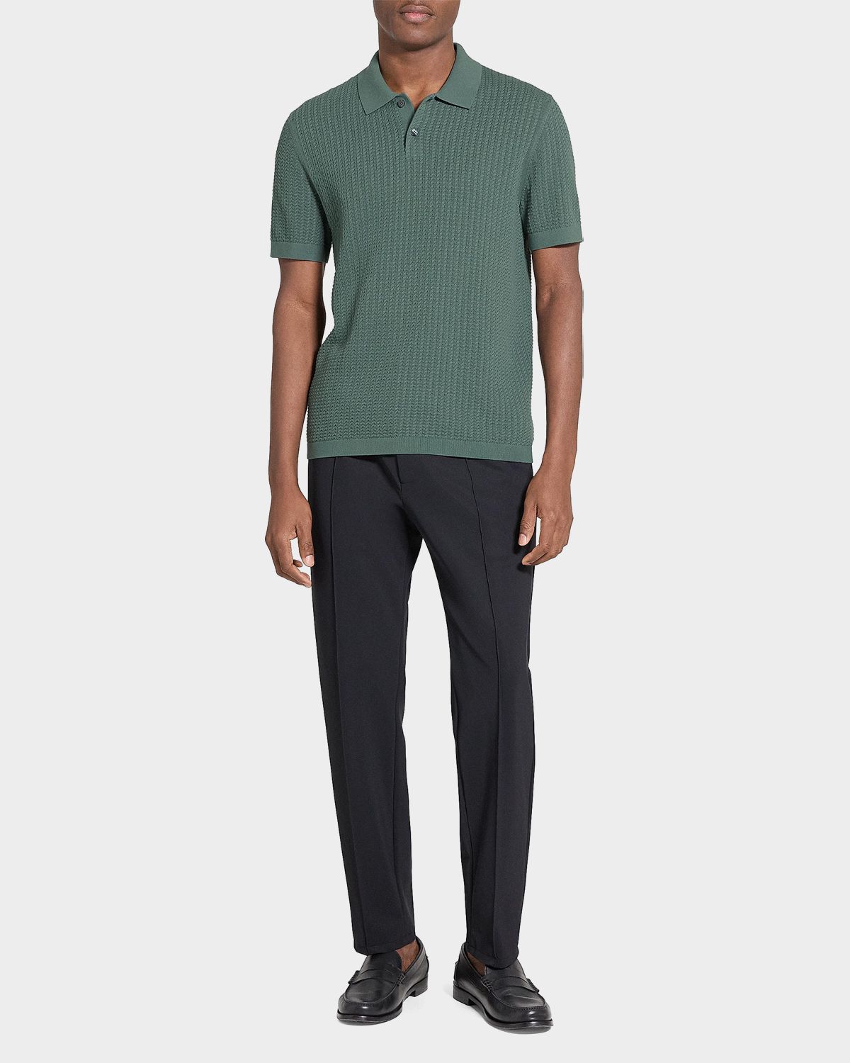 Theory Men 's Cotton Cable Knit Polo Shirt