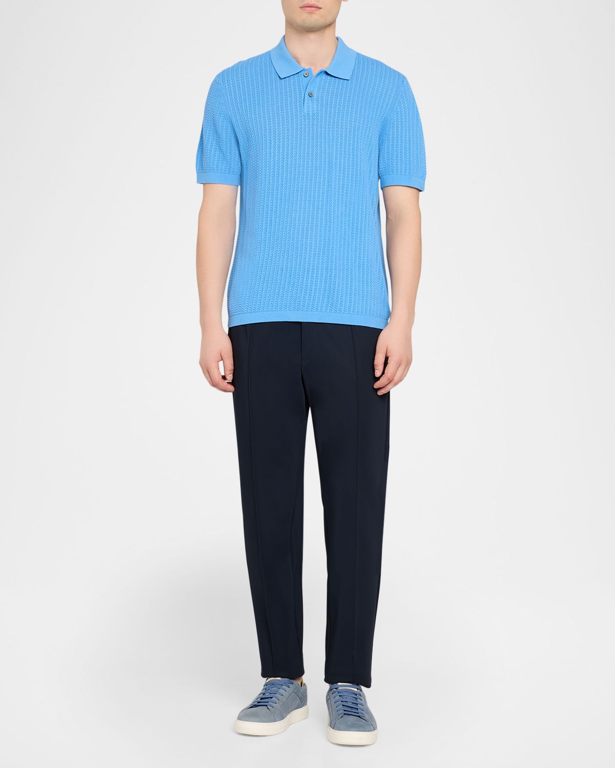 Theory Men 's Cotton Cable Knit Polo Shirt