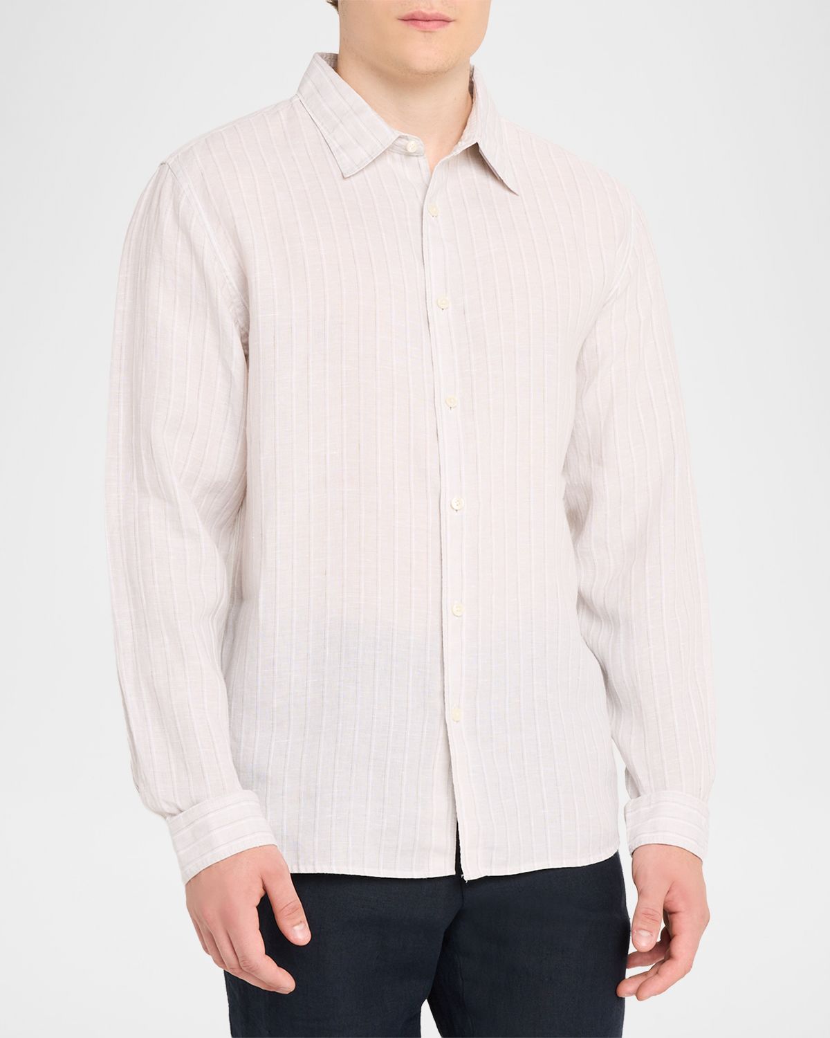 Theory Men 's Irving Grid Check Linen Shirt | Thumbnail 4 Theory Men 's Irving Grid Check Linen Shirt | Thumbnail 4