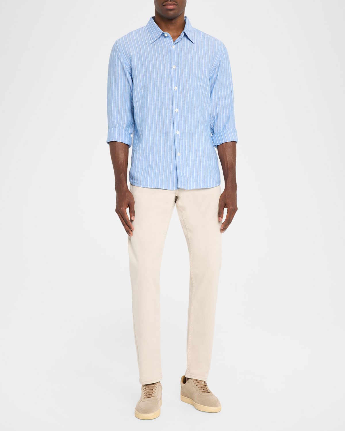 Theory Men 's Irving Grid Check Linen Shirt