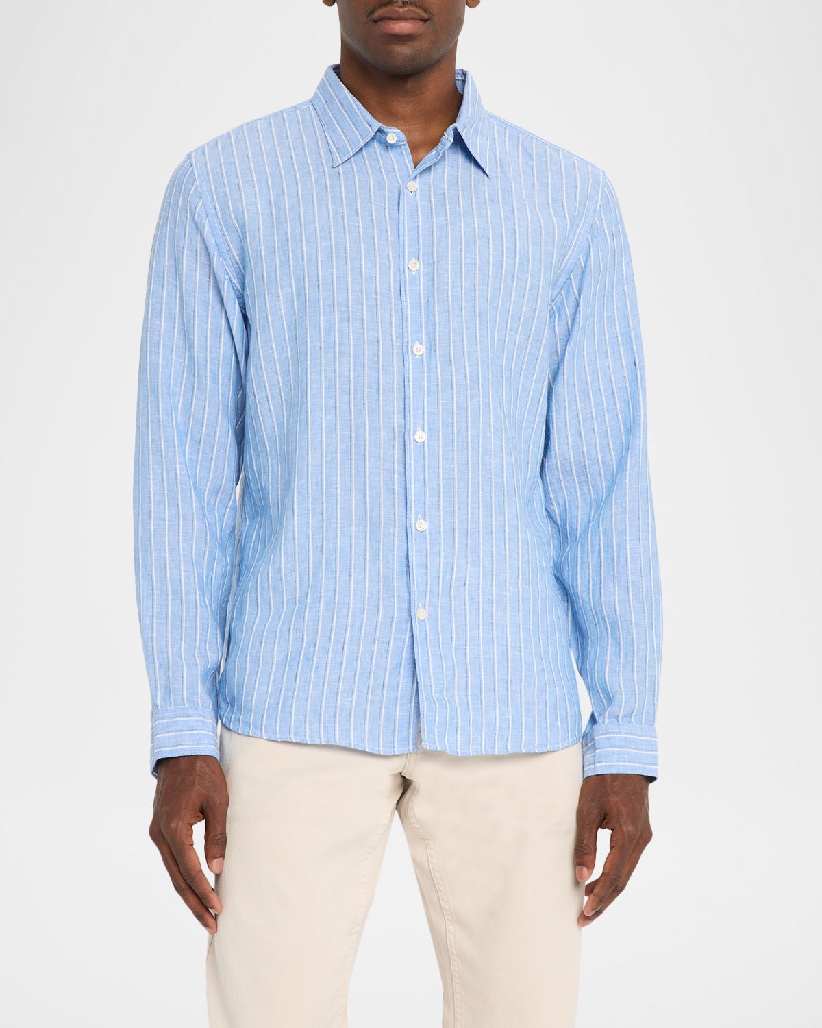 Theory Men 's Irving Grid Check Linen Shirt | Thumbnail 4 Theory Men 's Irving Grid Check Linen Shirt | Thumbnail 4