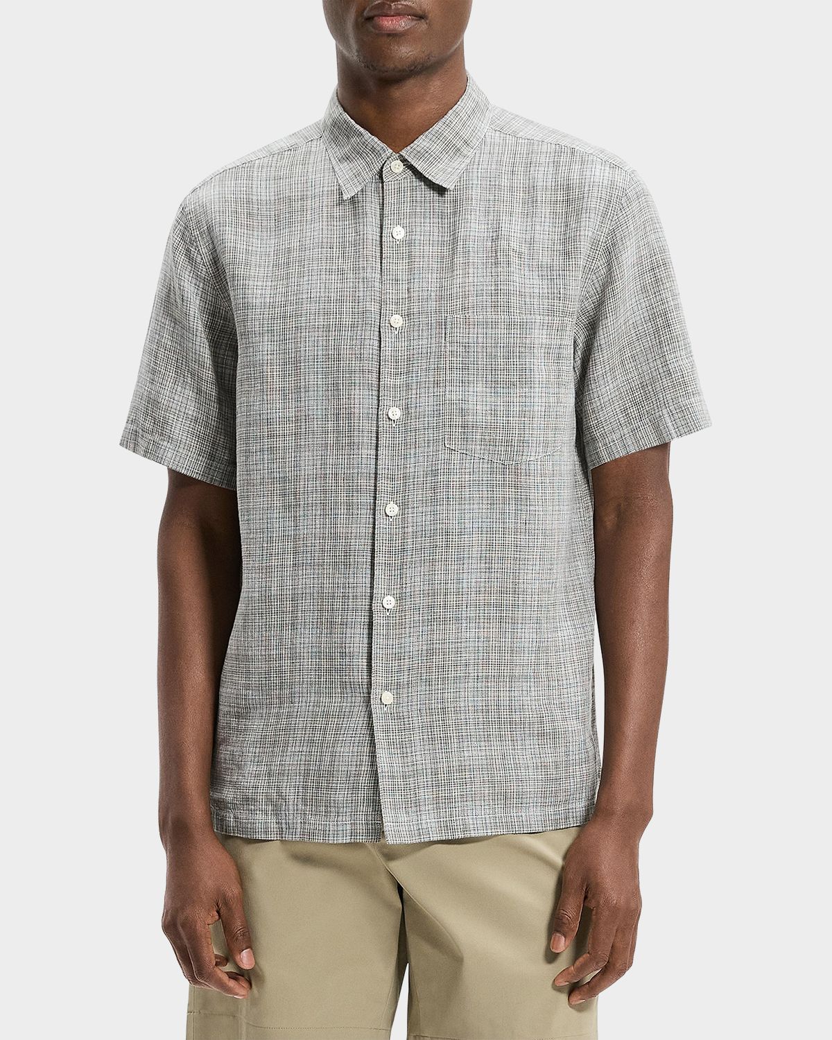 Theory Men 's Irving Plaid Linen Shirt | Thumbnail 4 Theory Men 's Irving Plaid Linen Shirt | Thumbnail 4