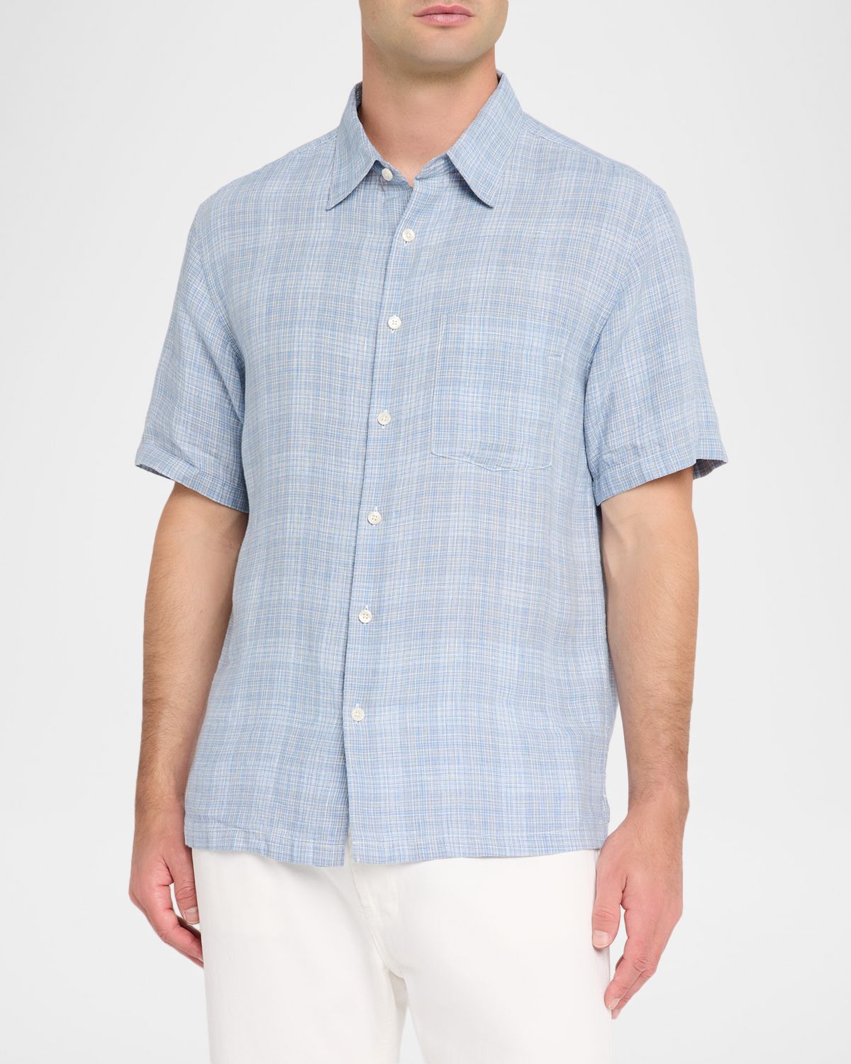 Theory Men 's Irving Plaid Linen Shirt | Thumbnail 4 Theory Men 's Irving Plaid Linen Shirt | Thumbnail 4