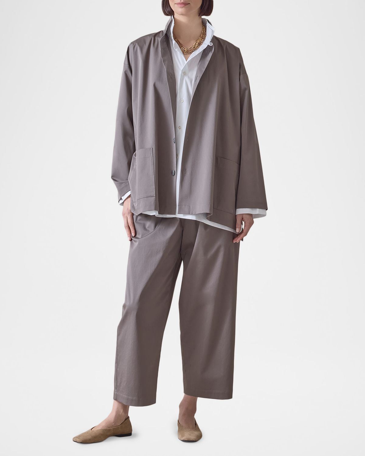 Eskandar Slim A-Line Stretch Cotton Jacket | Thumbnail 4 Eskandar Slim A-Line Stretch Cotton Jacket | Thumbnail 4