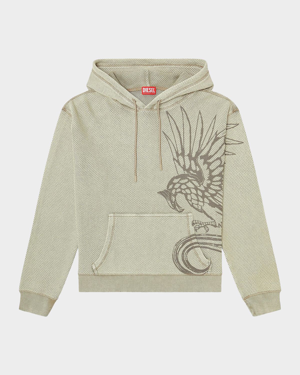 Diesel Men 's Norm Eagle-Graphic Acid-Wash Mesh Hoodie