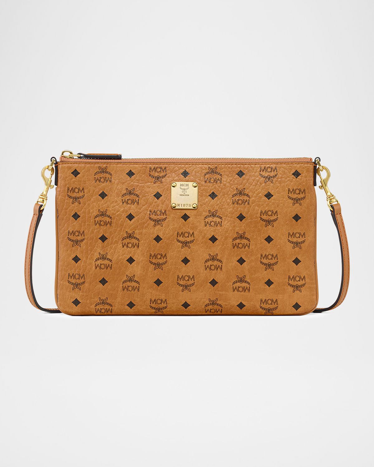 MCM Mini Aren Visetos Flat Crossbody Pouch