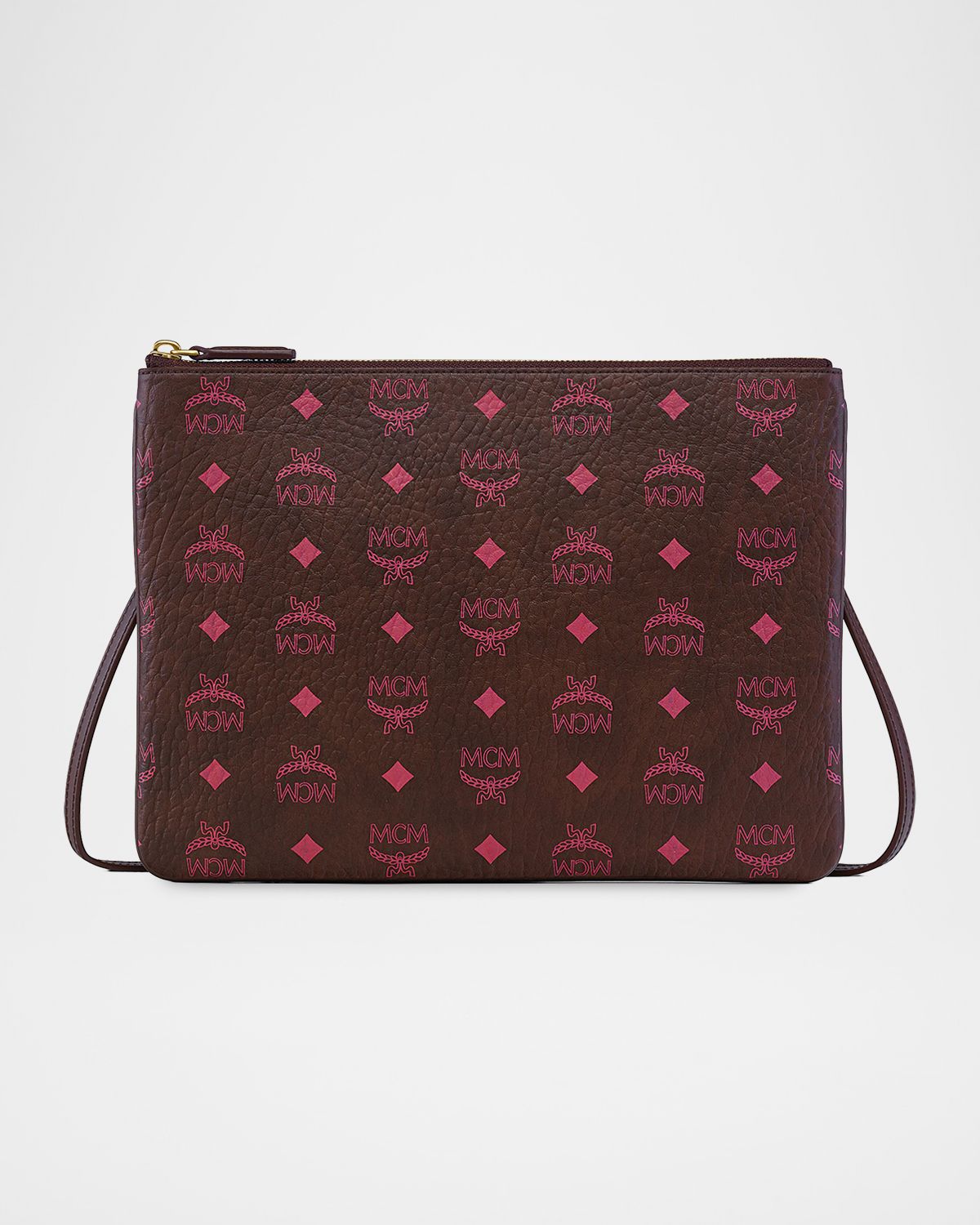 MCM Medium Aren Visetos Flat Crossbody Pouch Bag