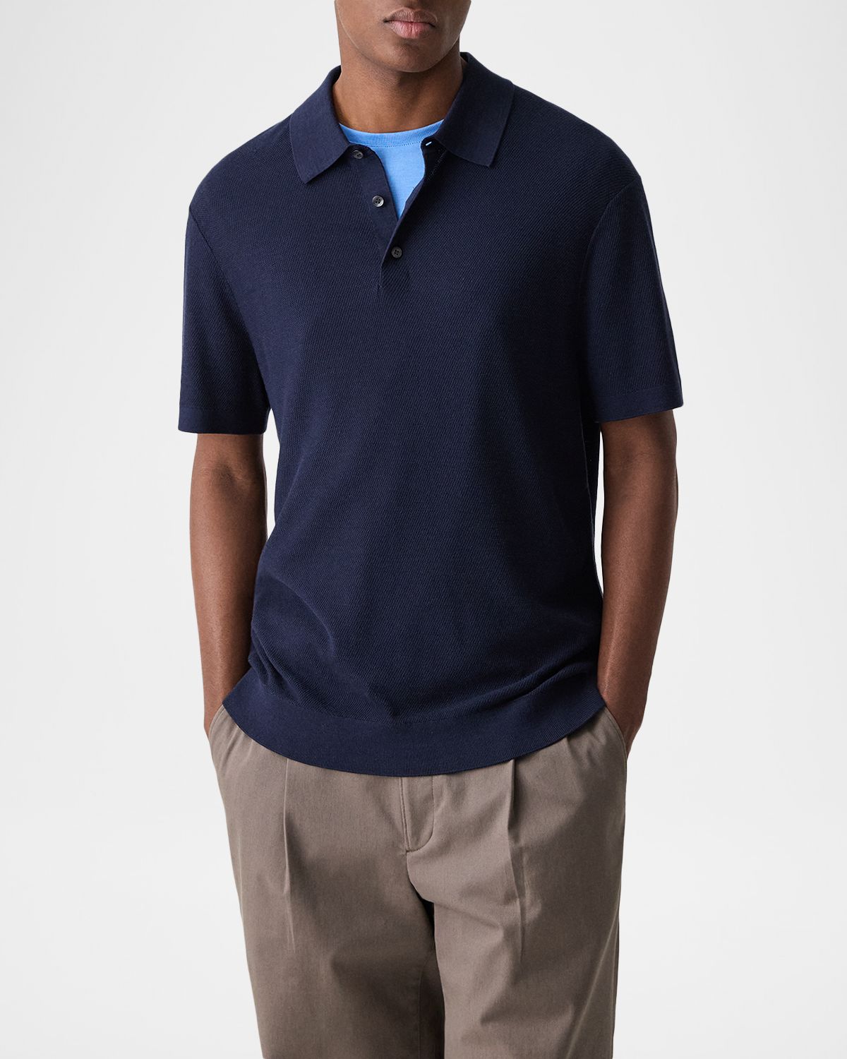 Theory Men 's Silk-Cotton Polo Shirt | Thumbnail 4 Theory Men 's Silk-Cotton Polo Shirt | Thumbnail 4