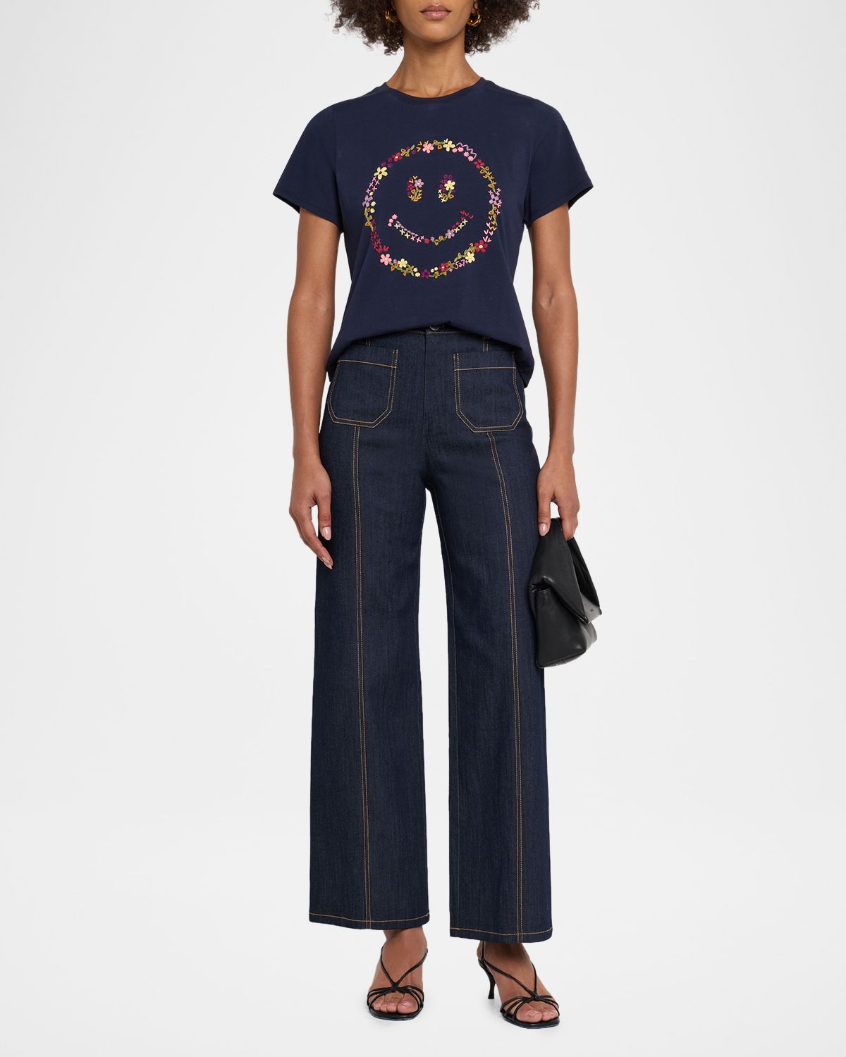 Cinq a Sept Wildflower Embroidered Shrunken Tee