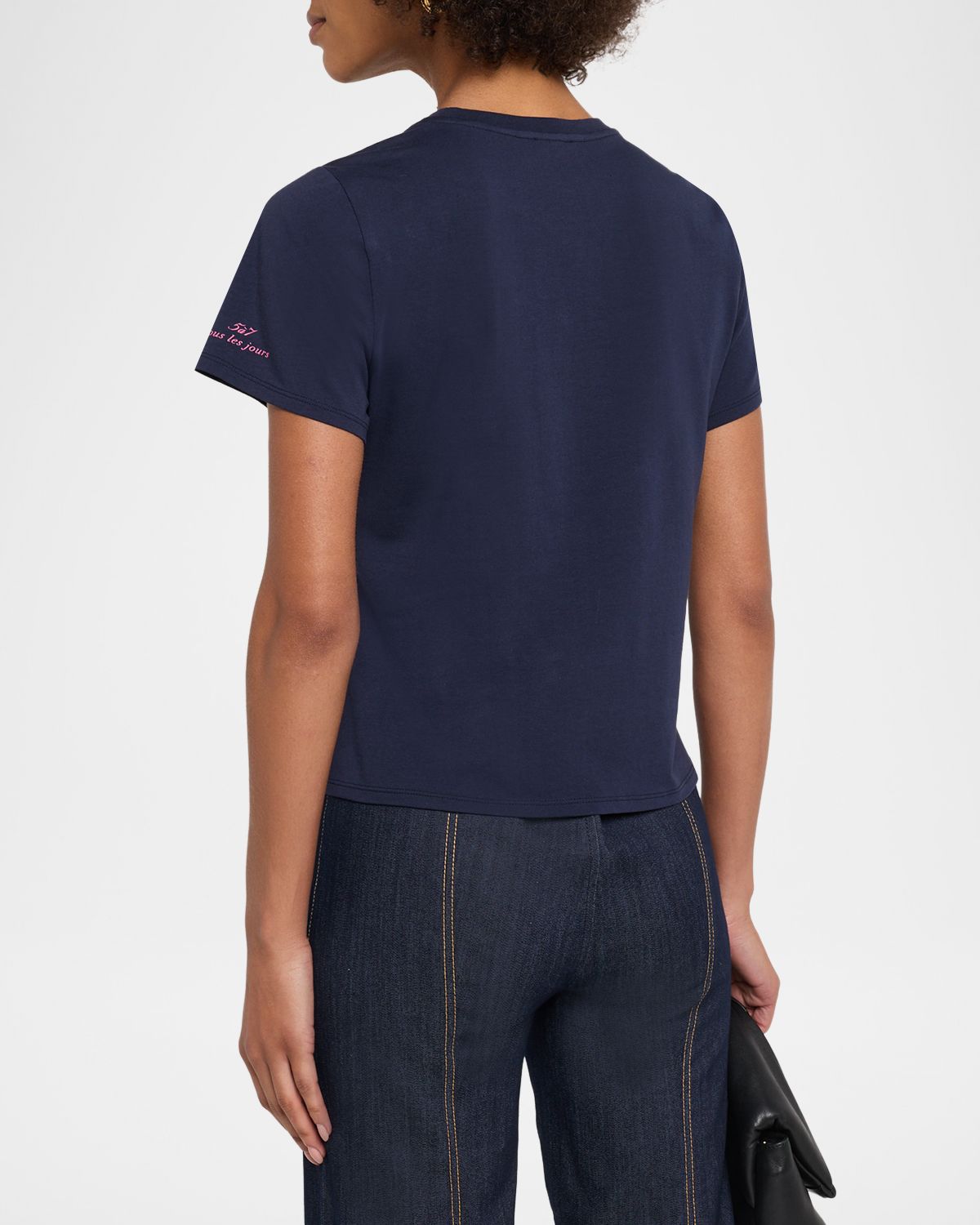 Cinq a Sept Wildflower Embroidered Shrunken Tee | Thumbnail 3
