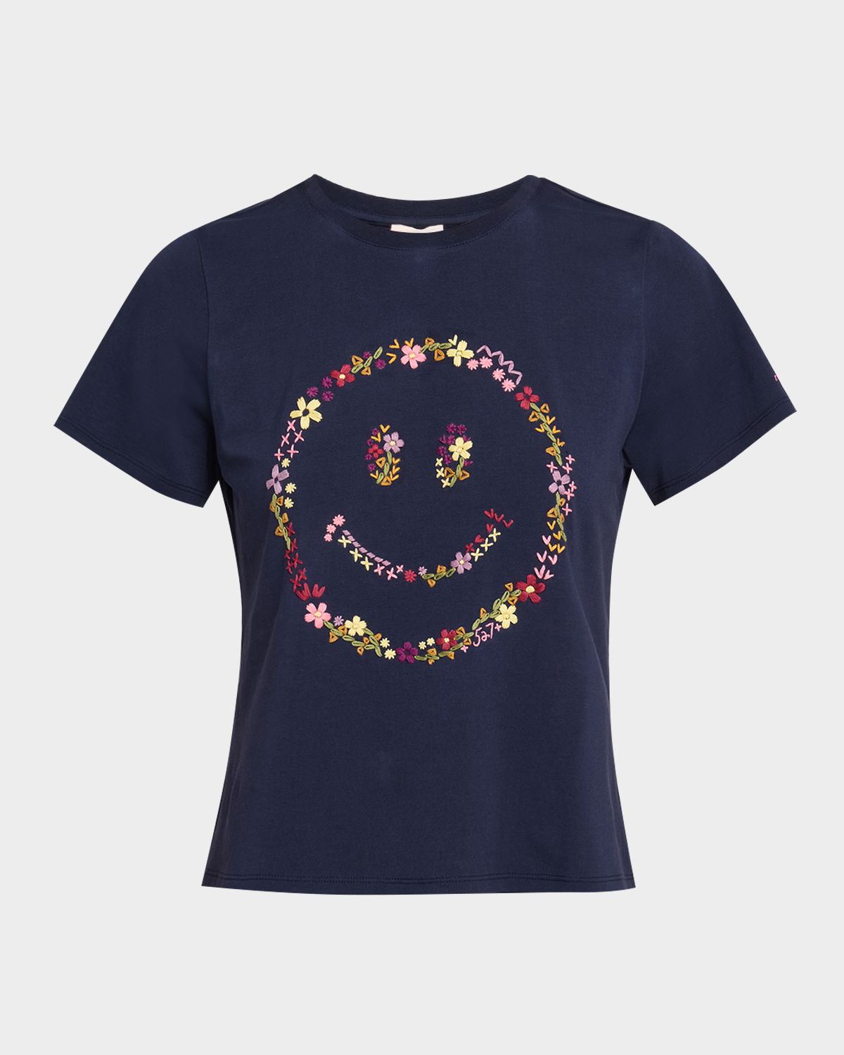 Cinq a Sept Wildflower Embroidered Shrunken Tee