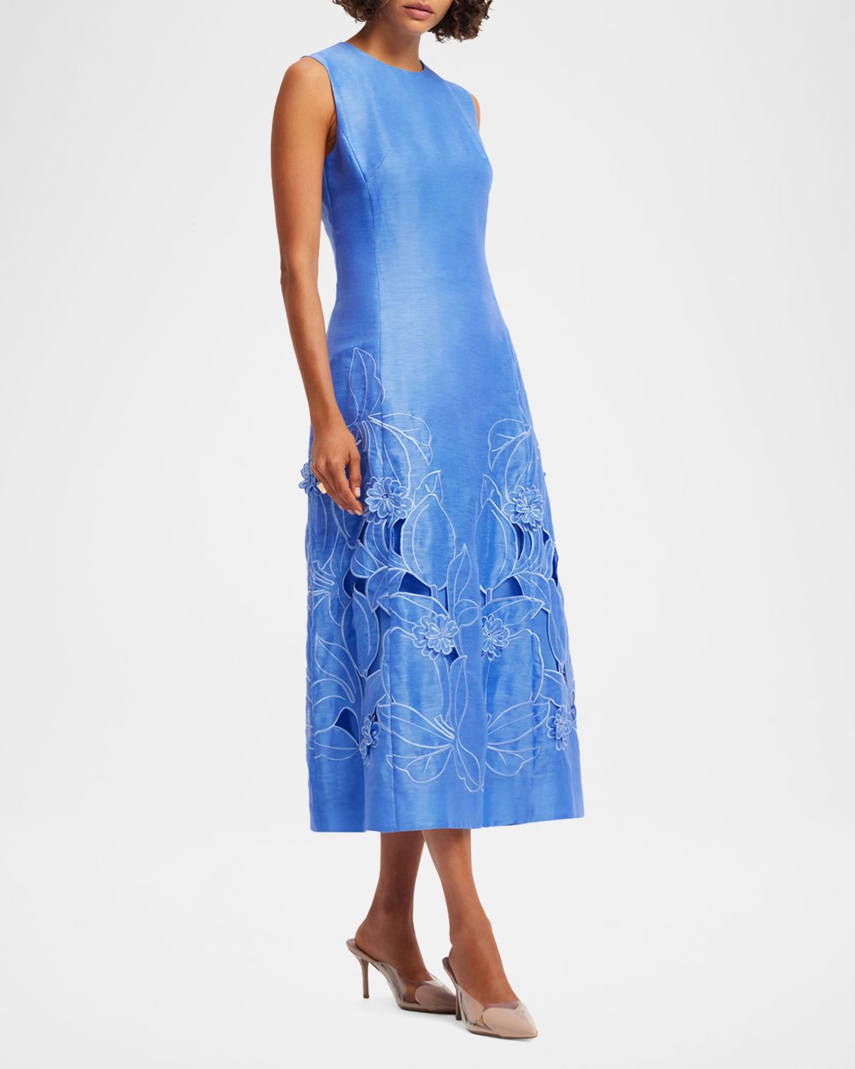 LEO LIN Cleo Floral Applique Sleeveless Midi Dress | Thumbnail 4 LEO LIN Cleo Floral Applique Sleeveless Midi Dress | Thumbnail 4