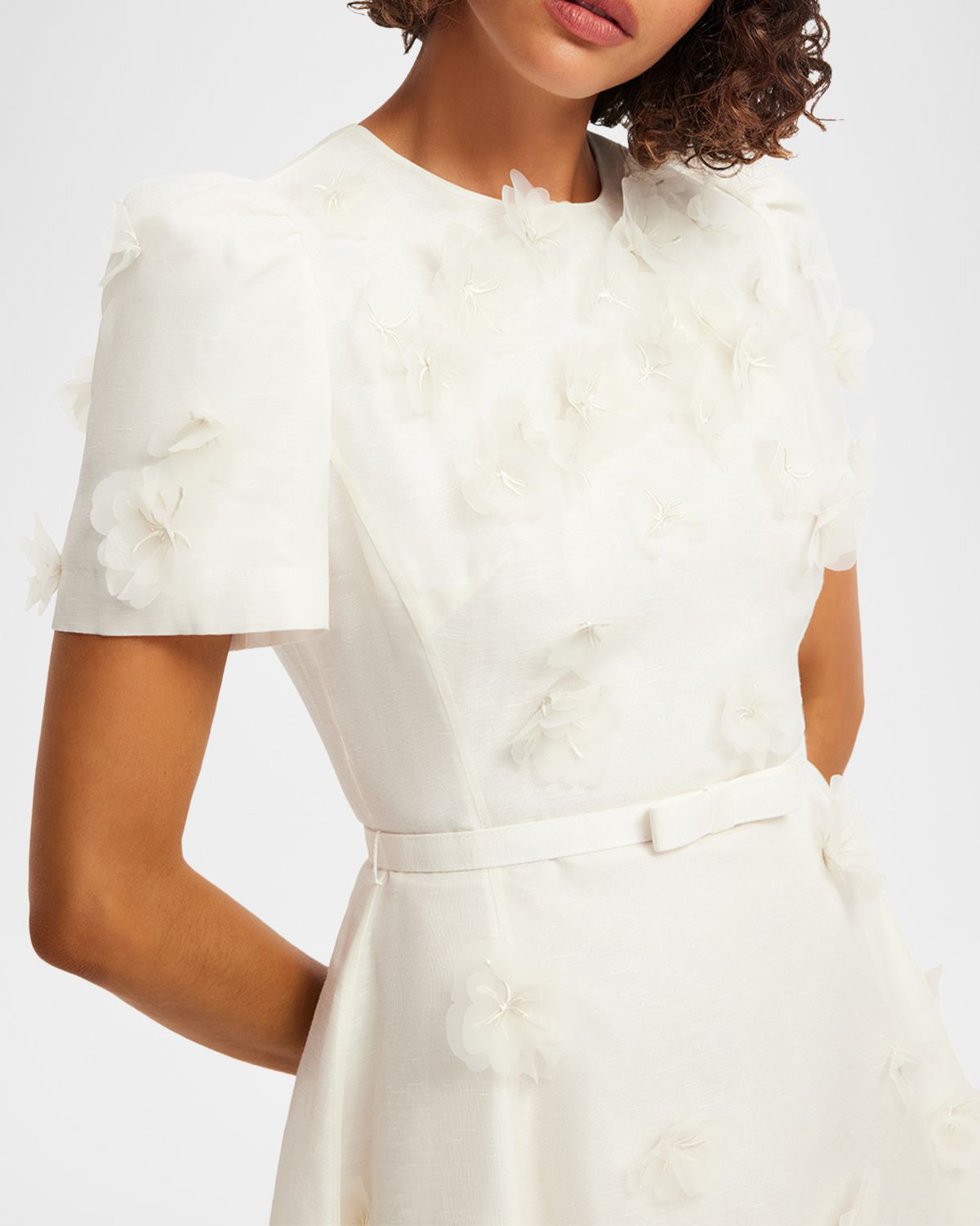 LEO LIN Elyse Petal Embroidered Belted Mini Dress | Thumbnail 5