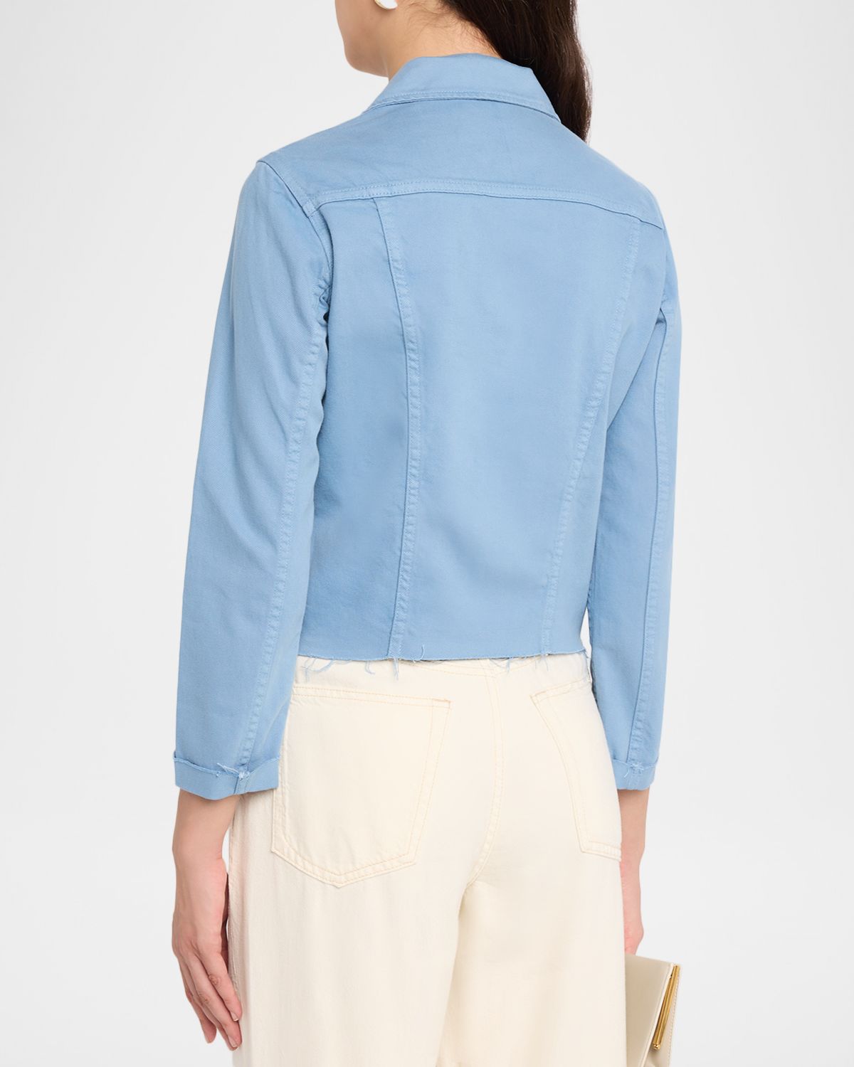 L 'Agence Janelle Raw-Edge Button-Front Denim Shirt | Thumbnail 3