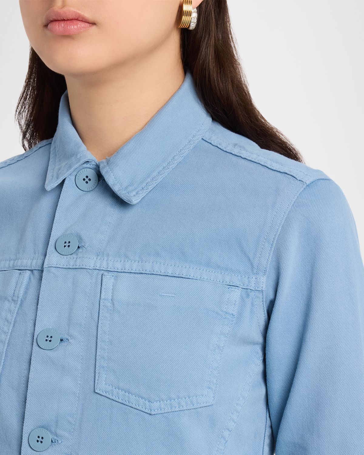 L 'Agence Janelle Raw-Edge Button-Front Denim Shirt | Thumbnail 5
