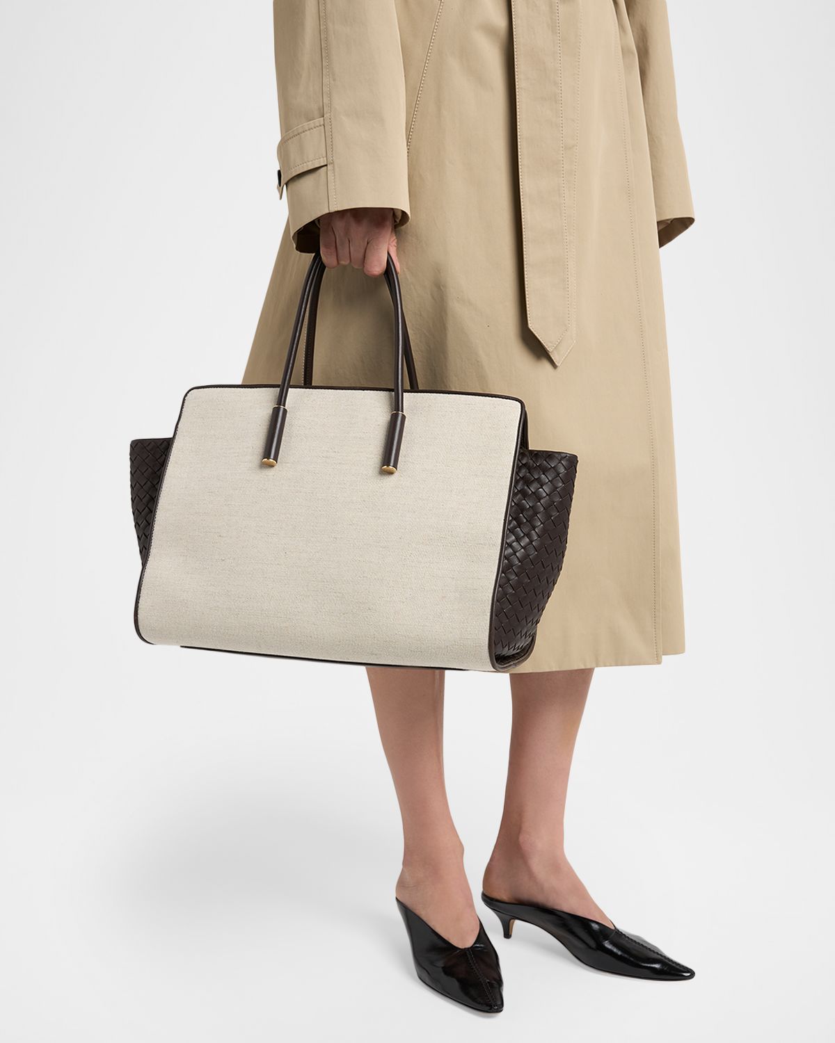 Bottega Veneta Barbara Medium Canvas and Leather Tote Bag | Thumbnail 6