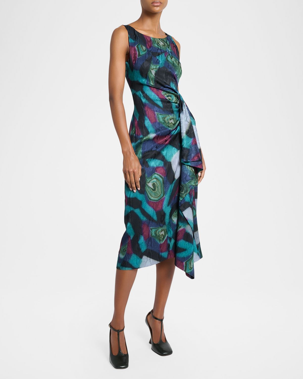 Dries Van Noten Dropps Sleeveless Ruched Ruffle Midi Dress | Thumbnail 4 Dries Van Noten Dropps Sleeveless Ruched Ruffle Midi Dress | Thumbnail 4