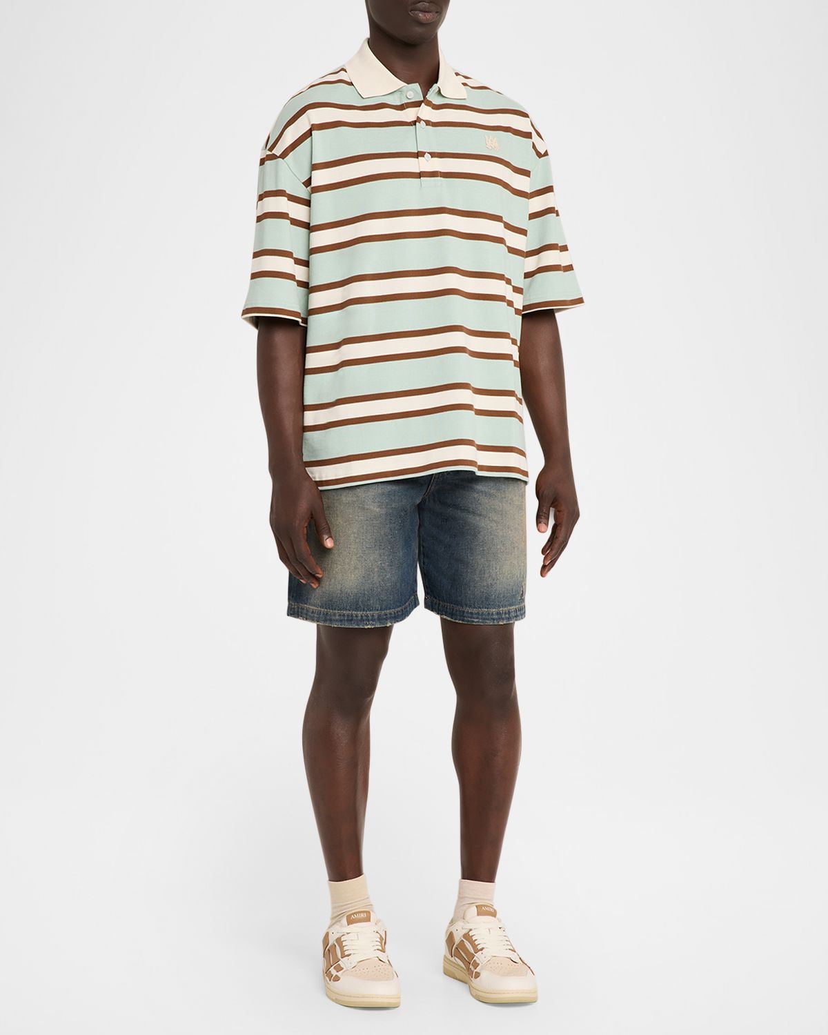Amiri Men 's Cotton Multi-Stripe MA Polo Shirt | Thumbnail 4