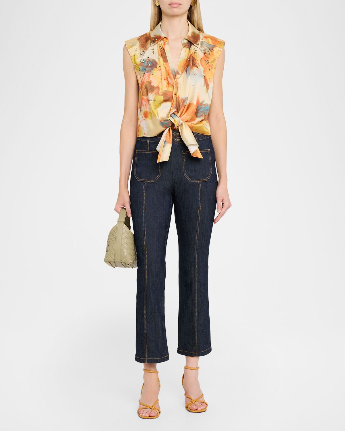 Cinq a Sept Marianna Embellished Watercolor Floral Top