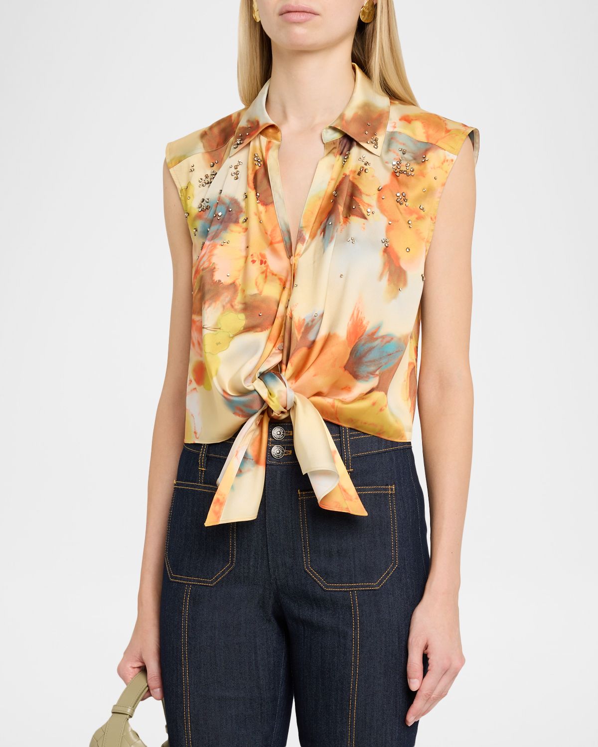 Cinq a Sept Marianna Embellished Watercolor Floral Top | Thumbnail 4 Cinq a Sept Marianna Embellished Watercolor Floral Top | Thumbnail 4
