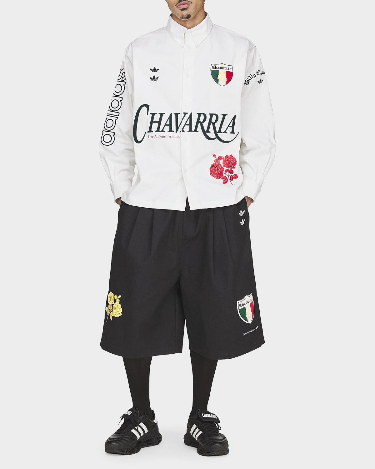 adidas x Chavarria Men 's Cotton Embroidered Button-Down Shirt | Thumbnail 2 adidas x Chavarria Men 's Cotton Embroidered Button-Down Shirt | Thumbnail 2