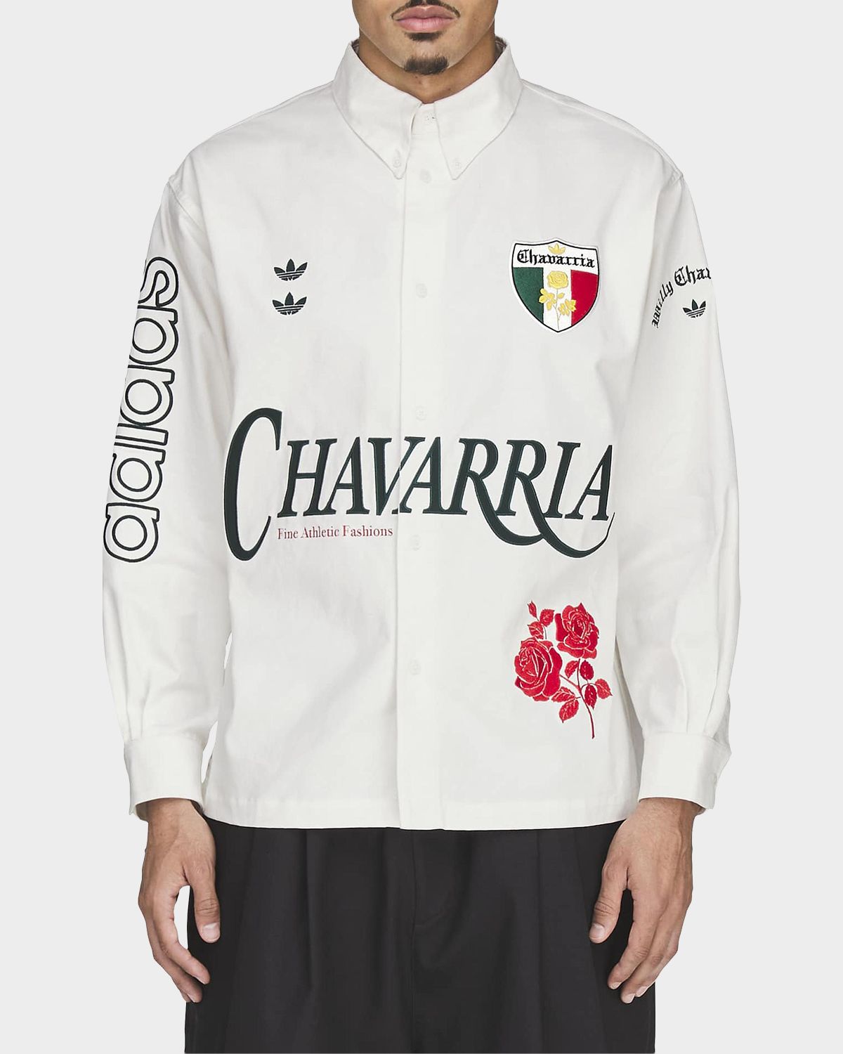 adidas x Chavarria Men 's Cotton Embroidered Button-Down Shirt | Thumbnail 4 adidas x Chavarria Men 's Cotton Embroidered Button-Down Shirt | Thumbnail 4