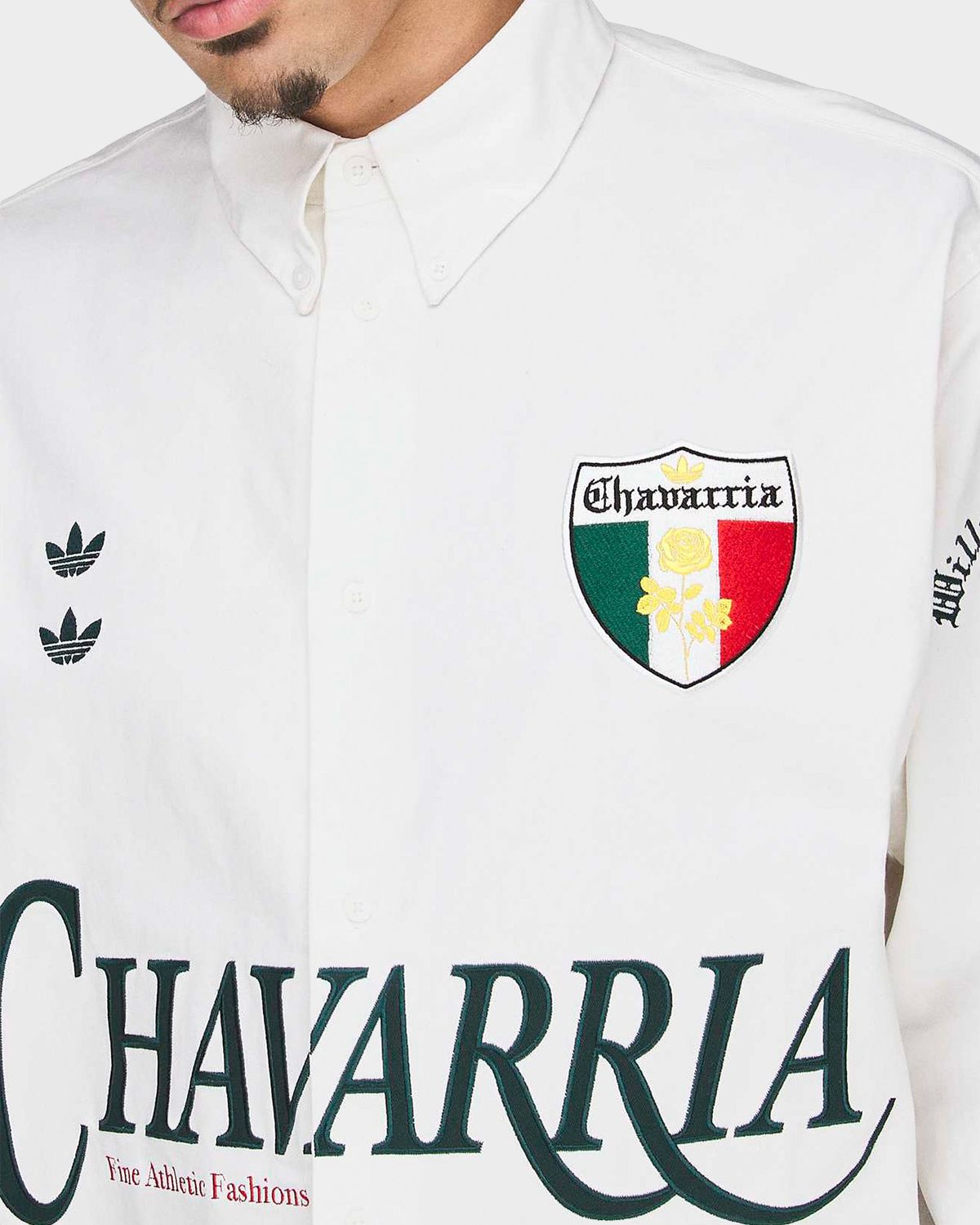 adidas x Chavarria Men 's Cotton Embroidered Button-Down Shirt | Thumbnail 5 adidas x Chavarria Men 's Cotton Embroidered Button-Down Shirt | Thumbnail 5