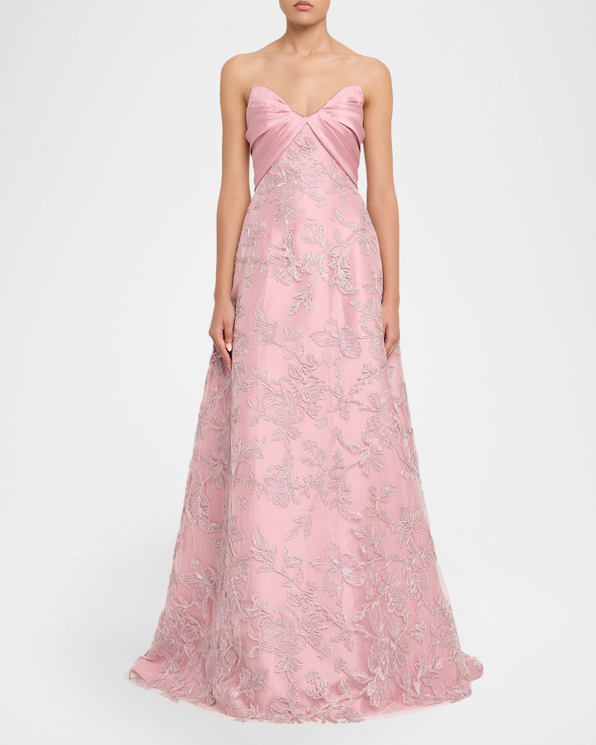 Pamella Roland Embroidered Satin Strapless Gown | Thumbnail 2 Pamella Roland Embroidered Satin Strapless Gown | Thumbnail 2