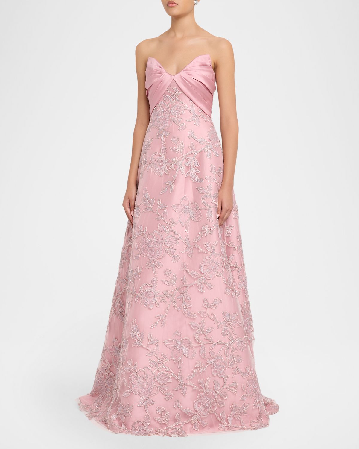 Pamella Roland Embroidered Satin Strapless Gown | Thumbnail 4 Pamella Roland Embroidered Satin Strapless Gown | Thumbnail 4