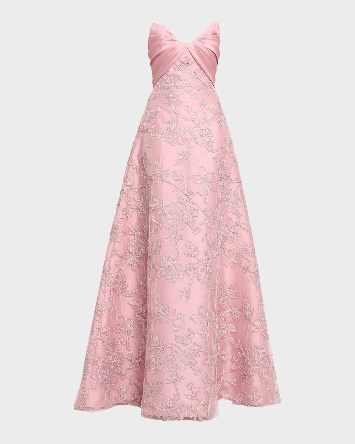 Pamella Roland Embroidered Satin Strapless Gown | Thumbnail 1 Pamella Roland Embroidered Satin Strapless Gown | Thumbnail 1
