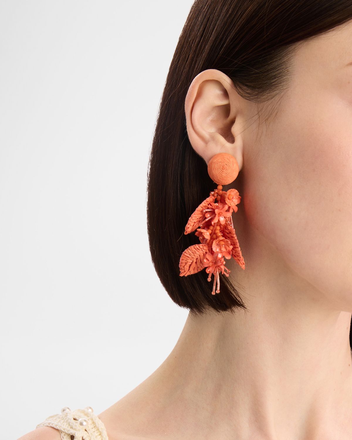 Oscar de la Renta Raffia Tassel Bouquet Clip-On Earrings