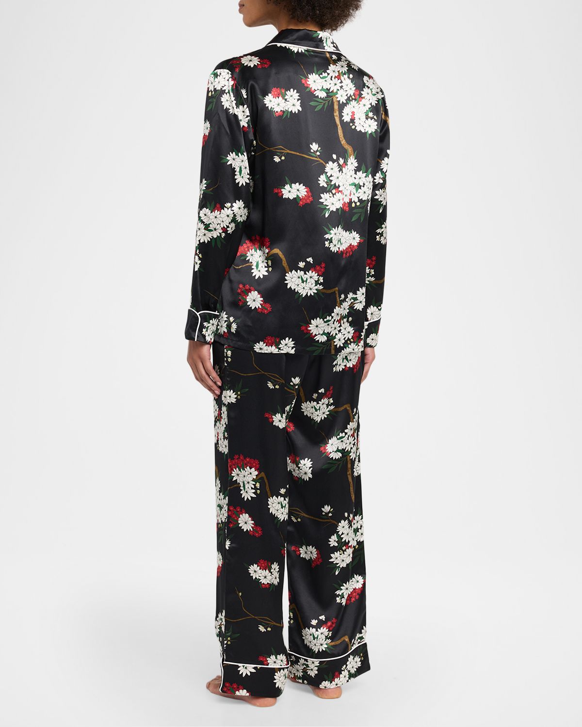 Olivia von Halle Lila Rene Blossom-Print Silk Satin Pajama Set | Thumbnail 3
