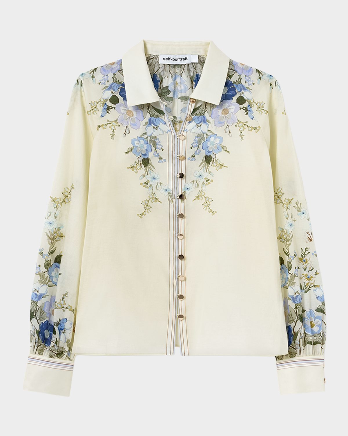 Self-Portrait Floral Organza Blouse - Women's Clothing