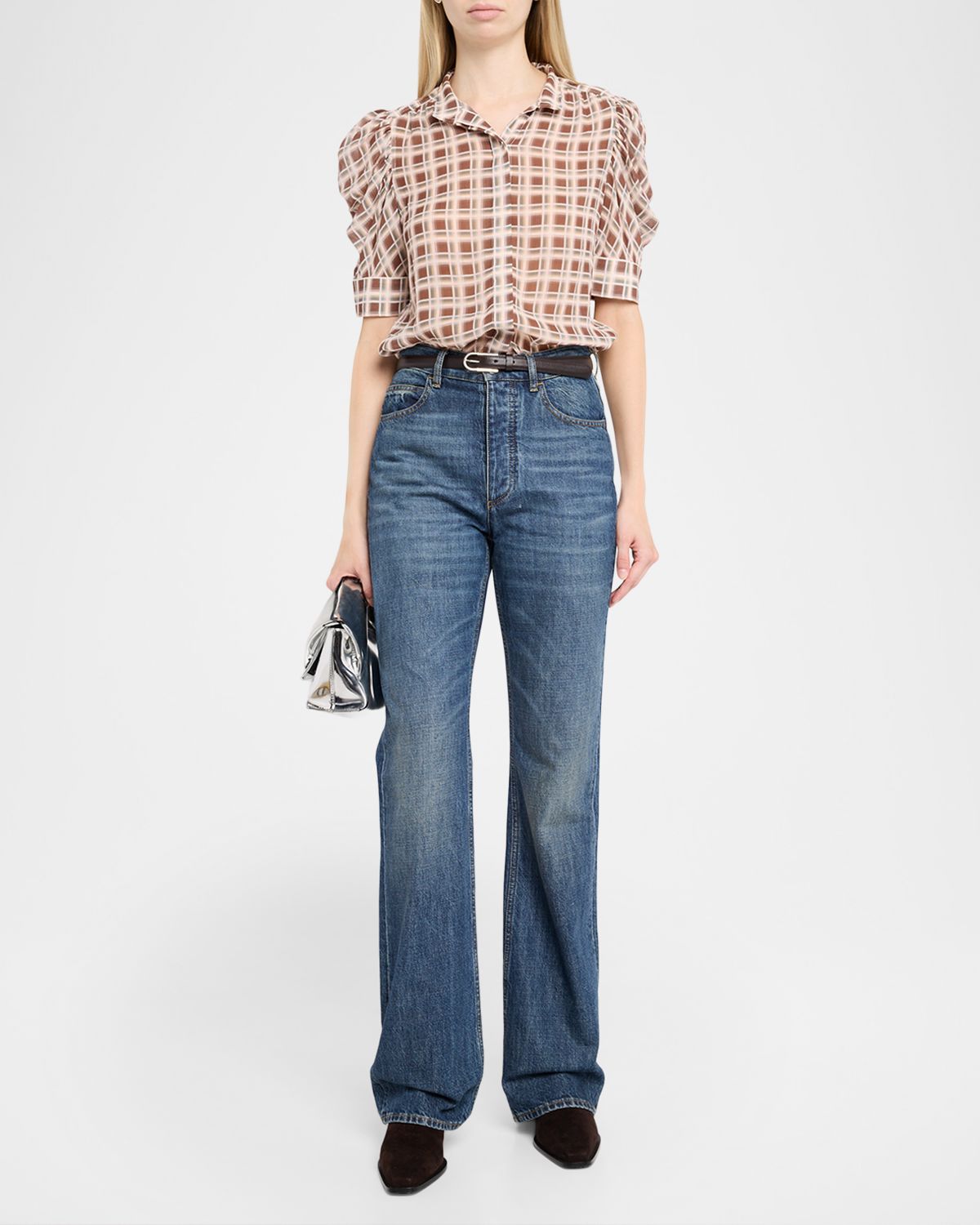 FRAME Gillian Sheer Plissé Silk Top | Thumbnail 2 FRAME Gillian Sheer Plissé Silk Top | Thumbnail 2