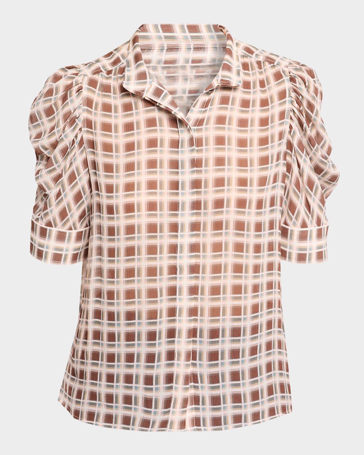 FRAME Gillian Sheer Plissé Silk Top | Thumbnail 1 FRAME Gillian Sheer Plissé Silk Top | Thumbnail 1