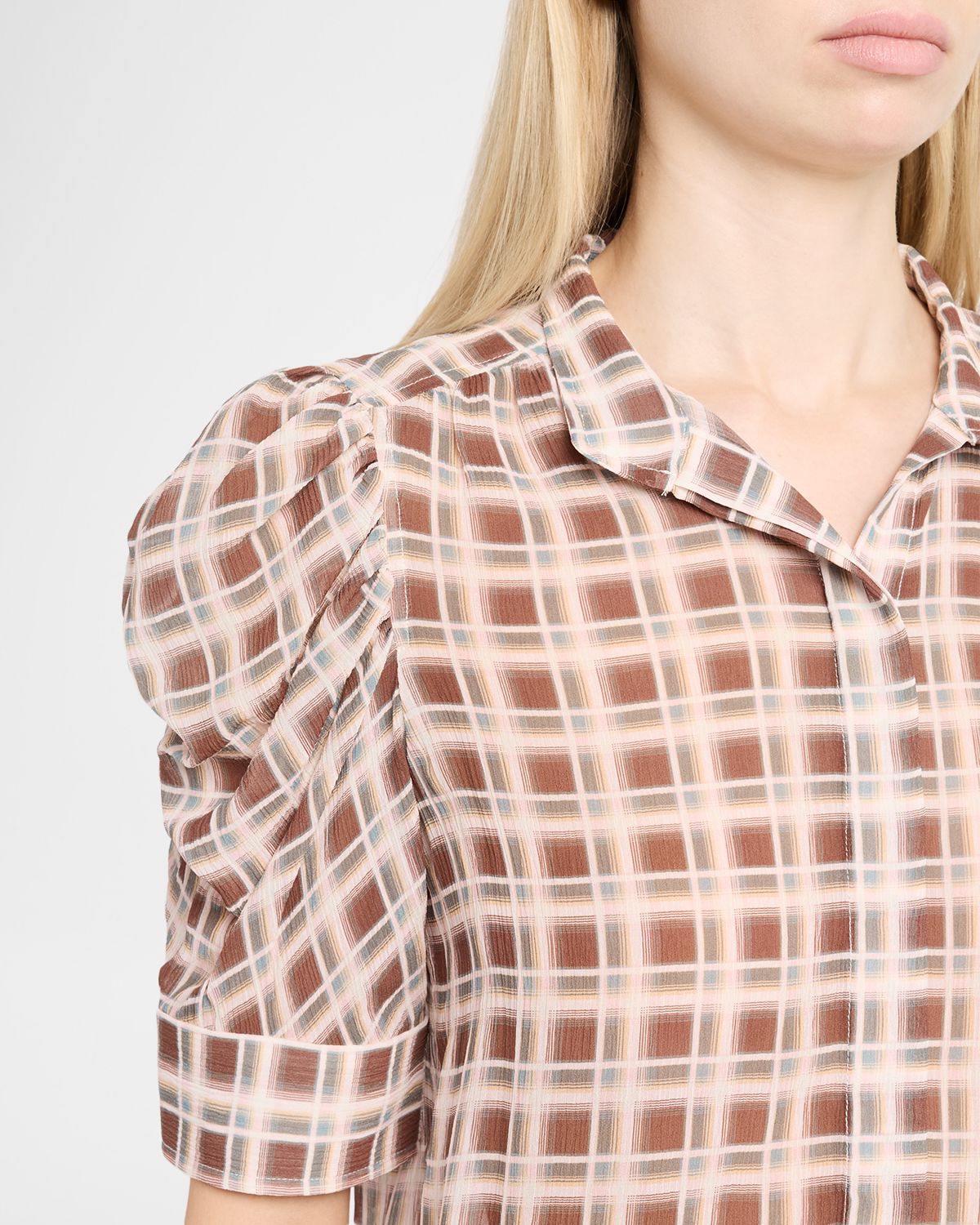 FRAME Gillian Sheer Plissé Silk Top | Thumbnail 5 FRAME Gillian Sheer Plissé Silk Top | Thumbnail 5