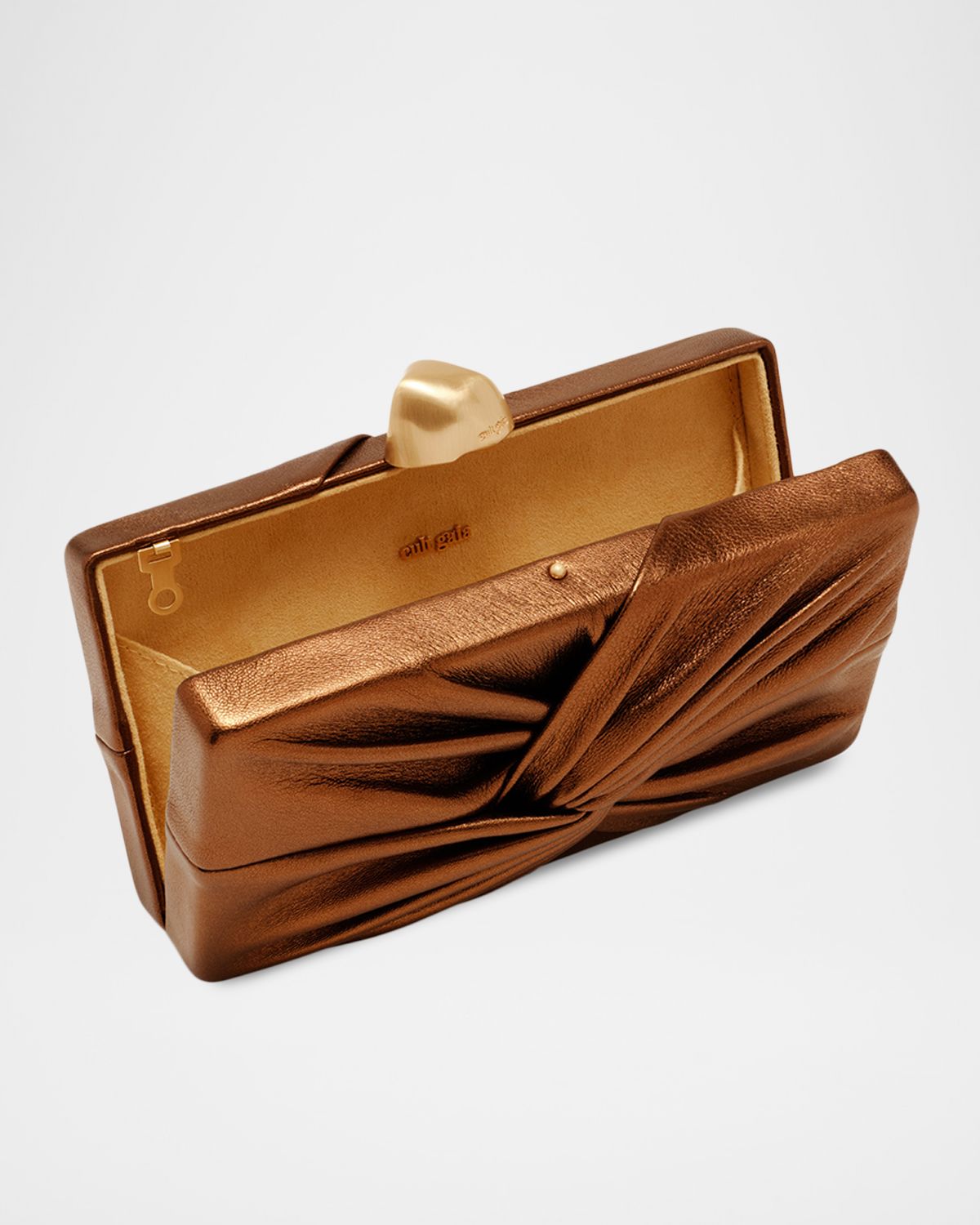 Cult Gaia Lisse Twisted Metallic Leather Clutch Bag | Thumbnail 3 Cult Gaia Lisse Twisted Metallic Leather Clutch Bag | Thumbnail 3