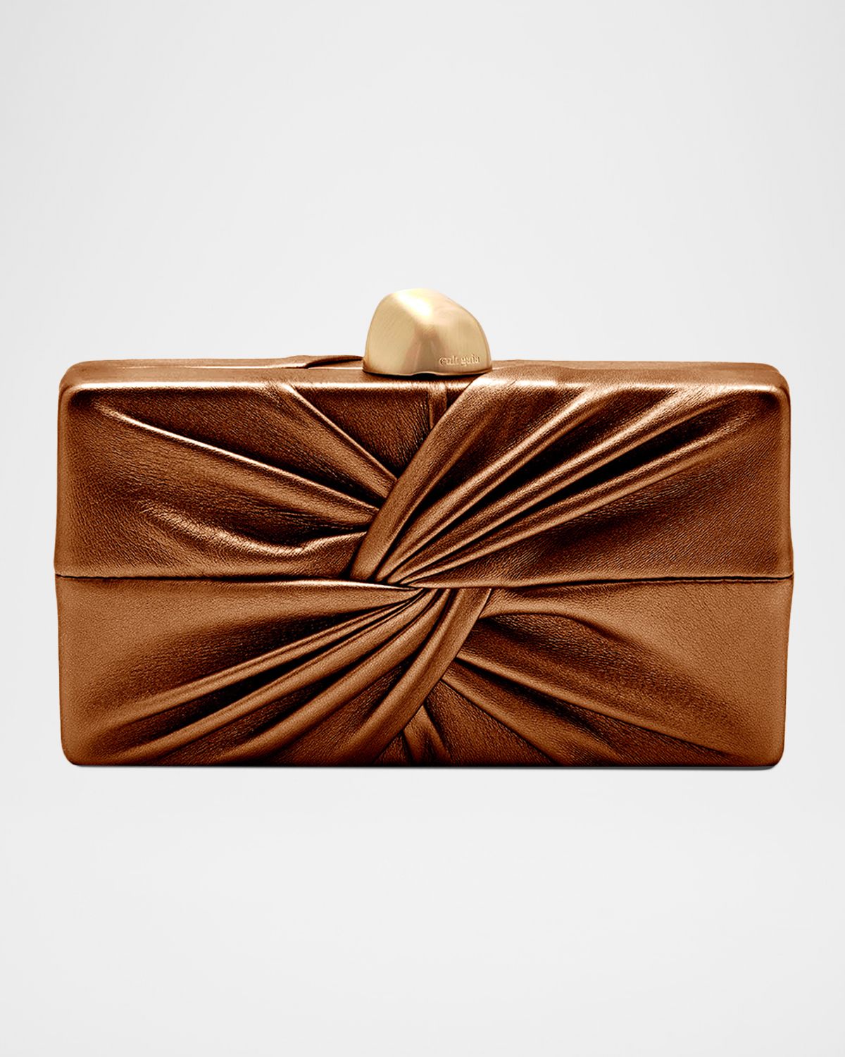 Cult Gaia Lisse Twisted Metallic Leather Clutch Bag