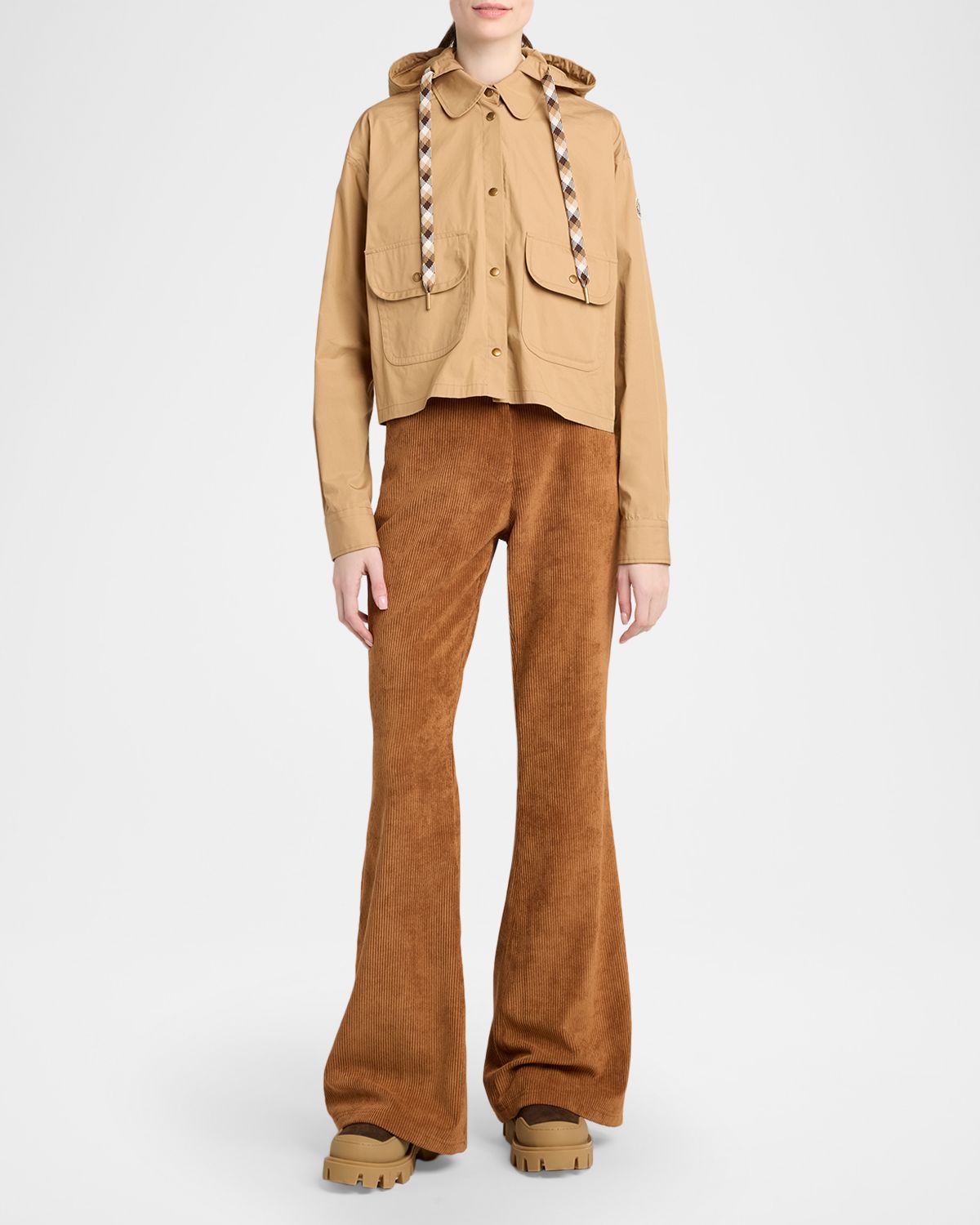 Moncler Cotton Blend Hooded Shirt Jacket